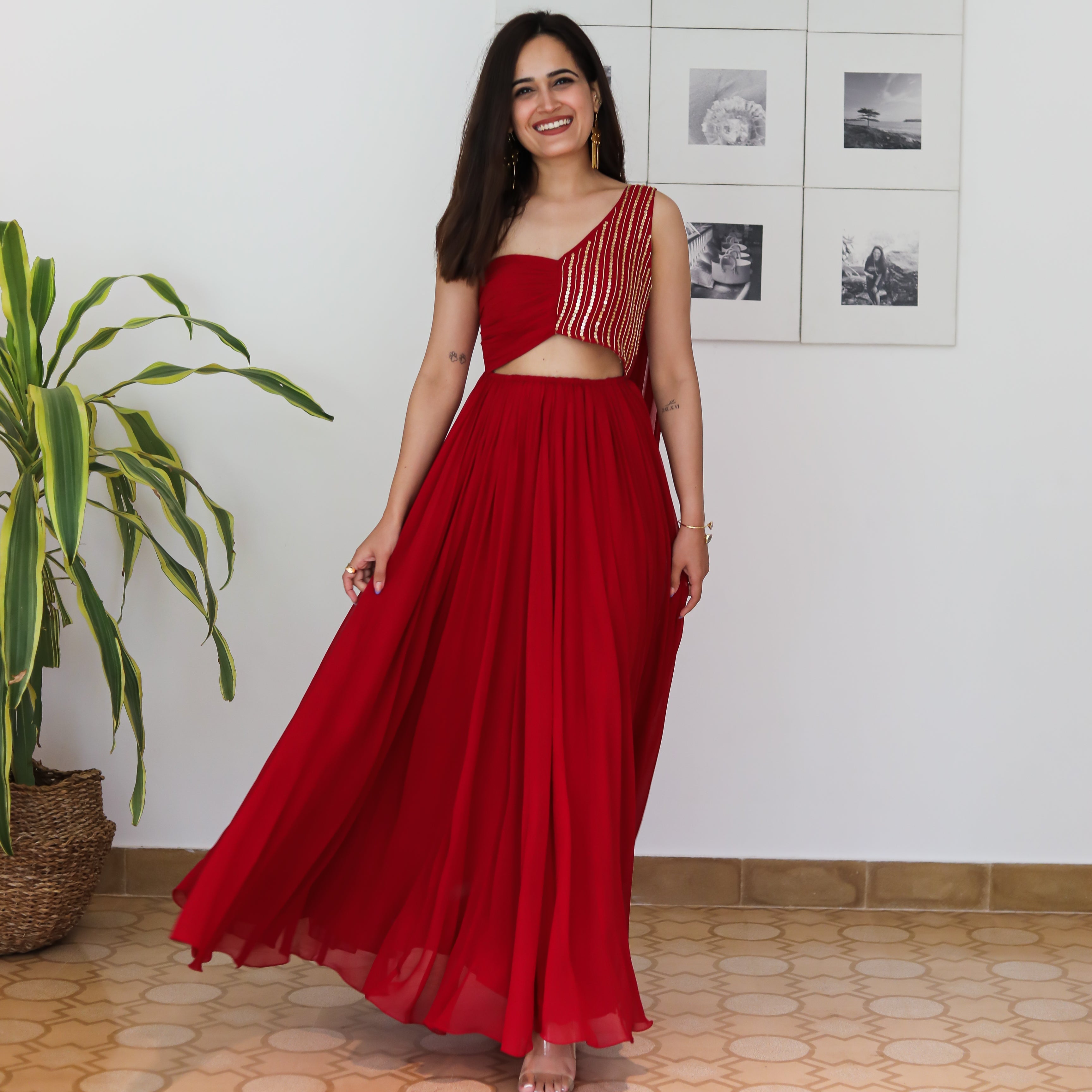 Barberry Georgette Long Dress