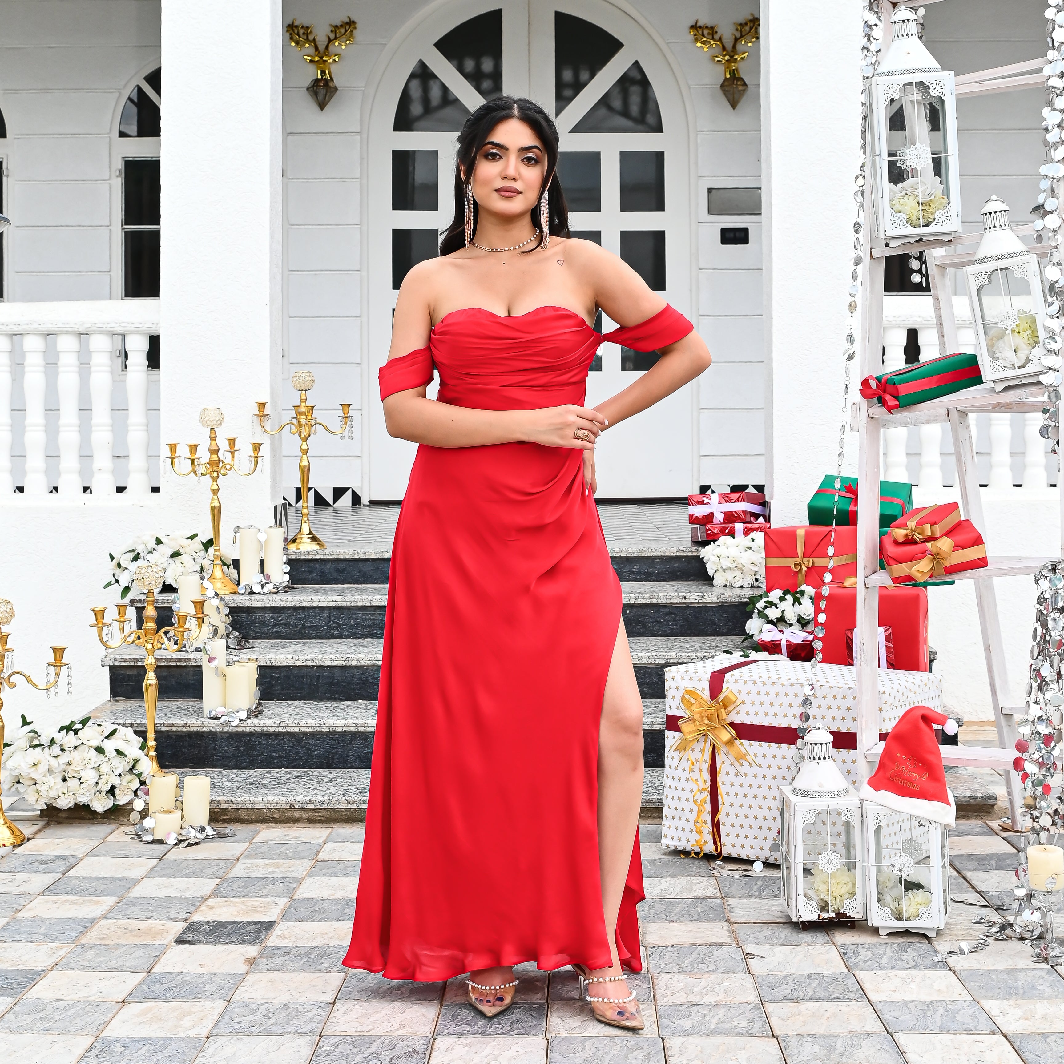 Red Velvet Affair Long Dress