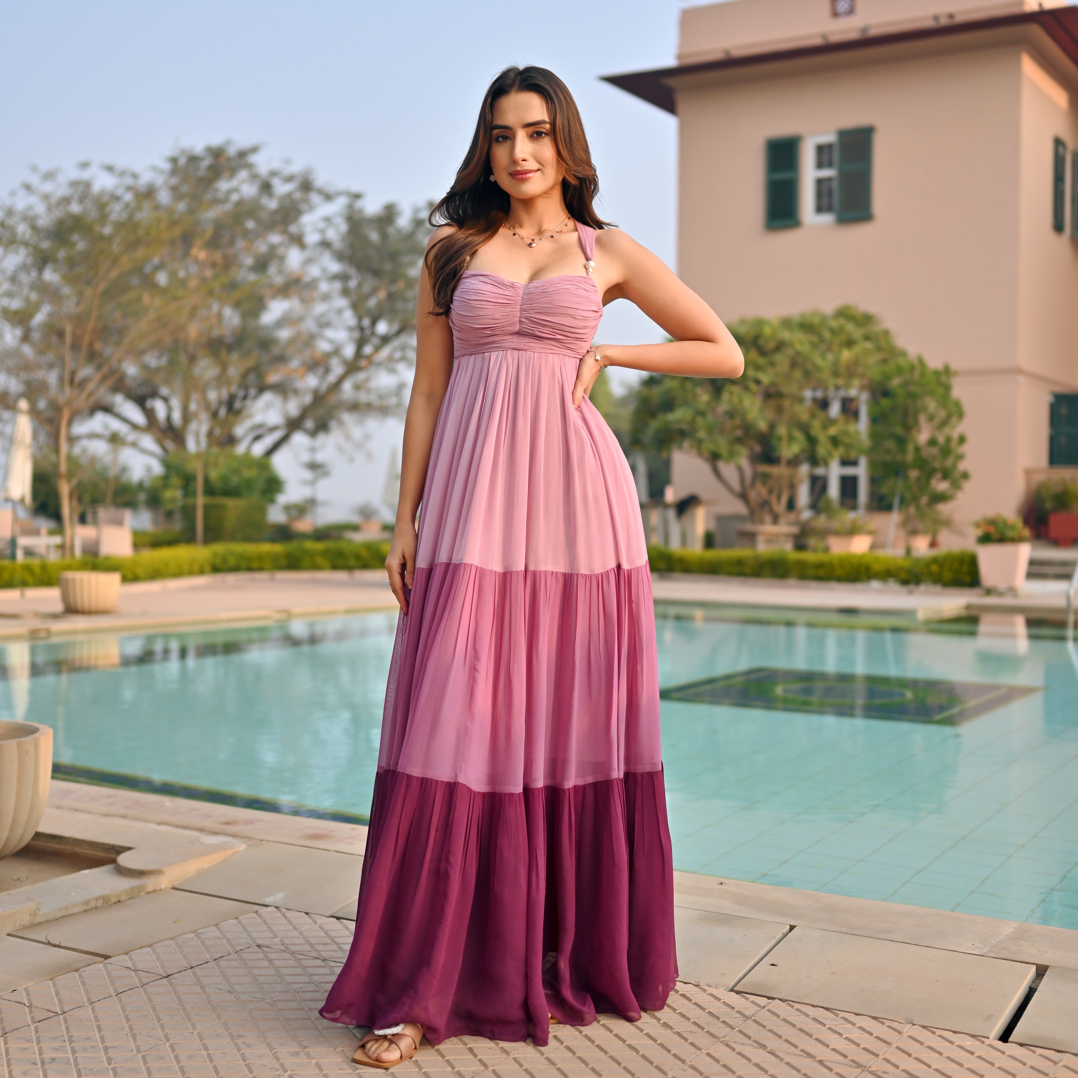 Chroma Harmony Backless Dress