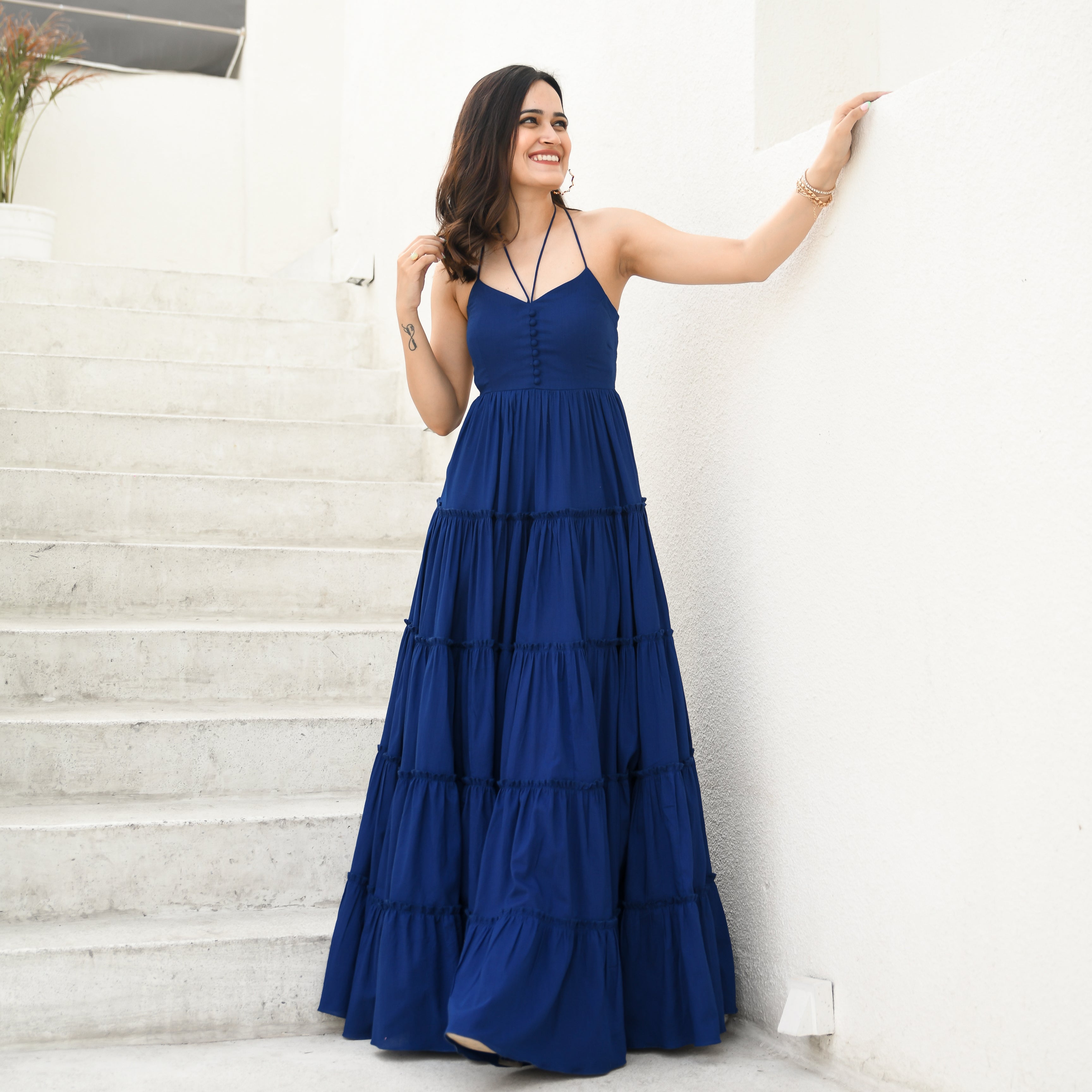 Admiral Cotton Backless Dress