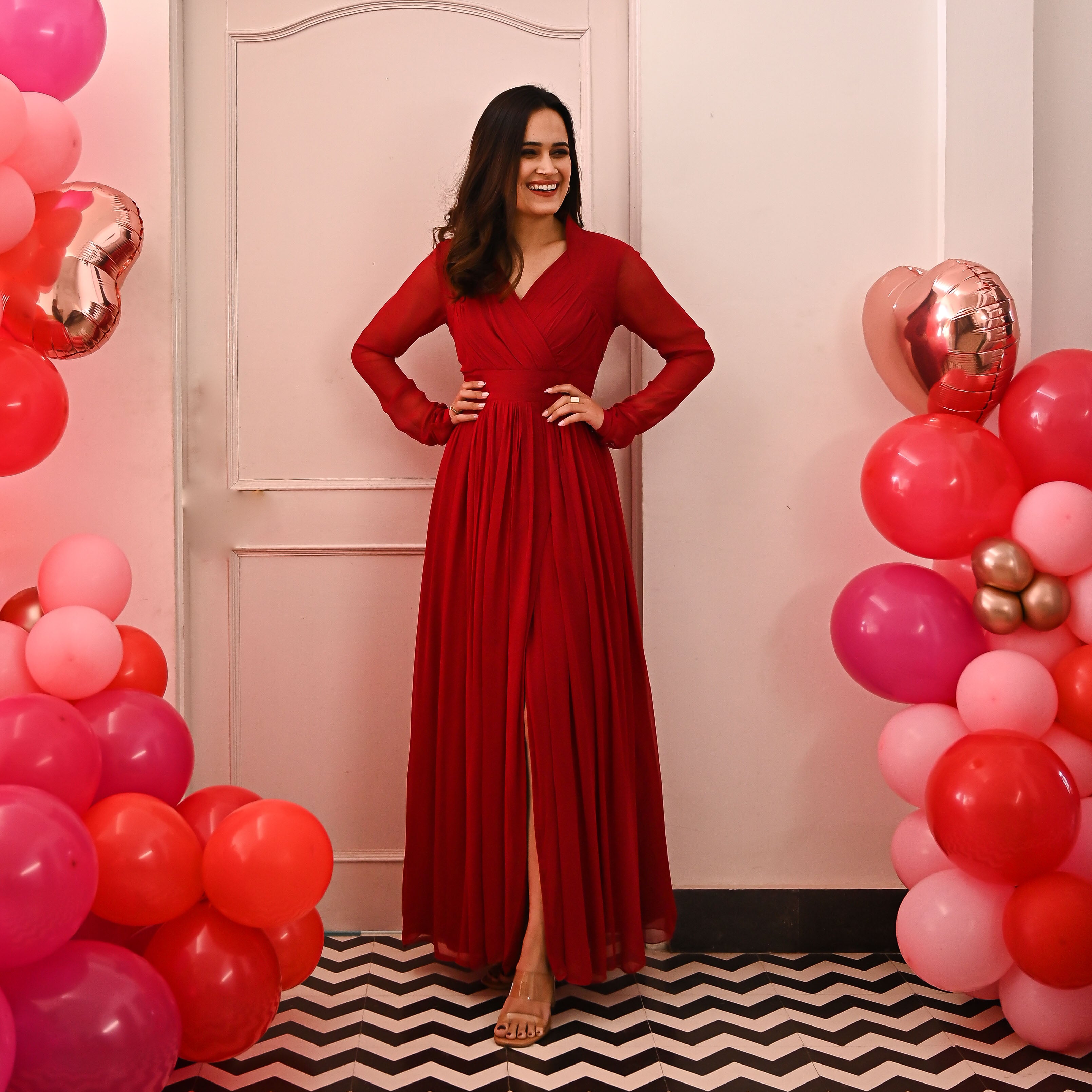 Garnet Georgette Long Dress