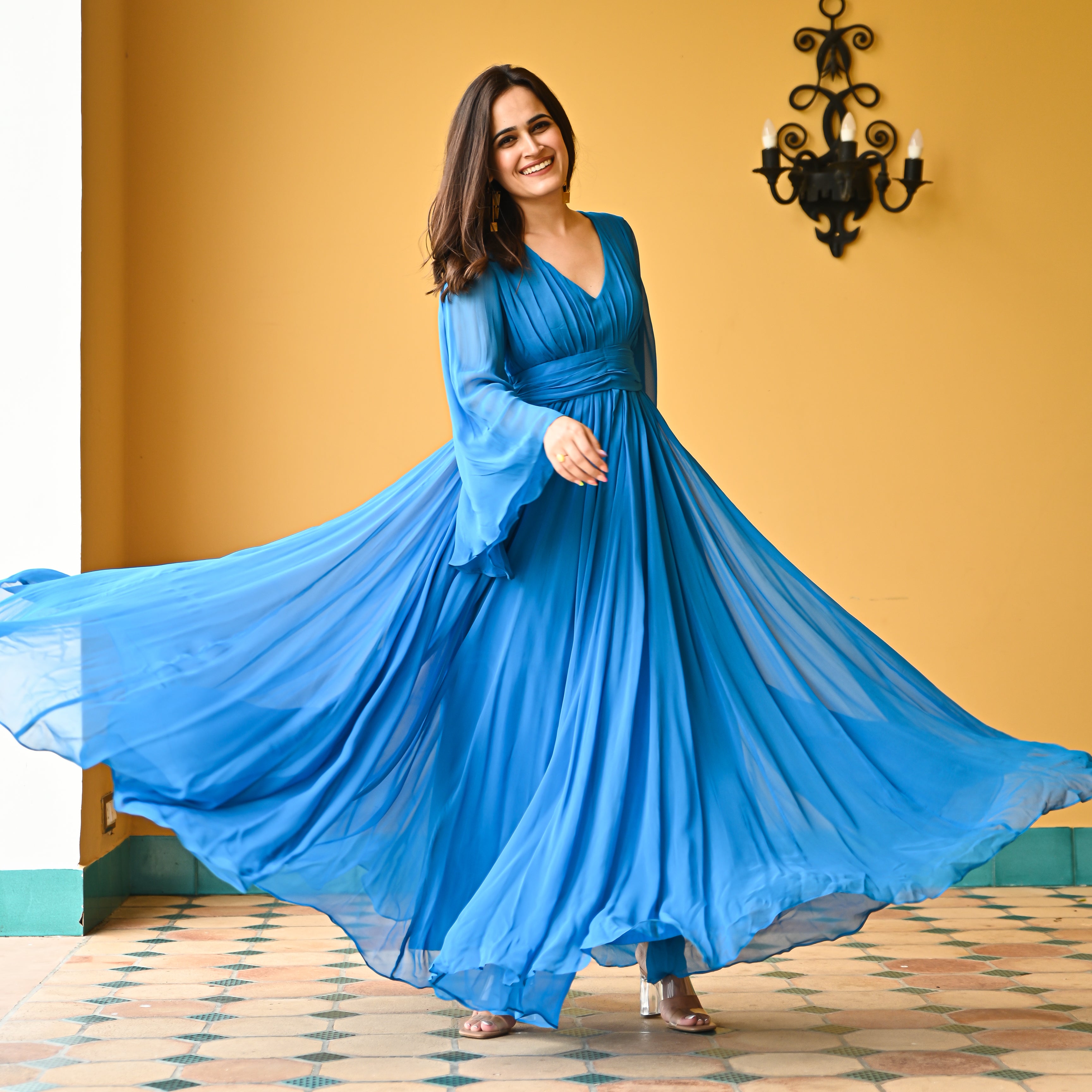 Swedish Blue Flared Dress