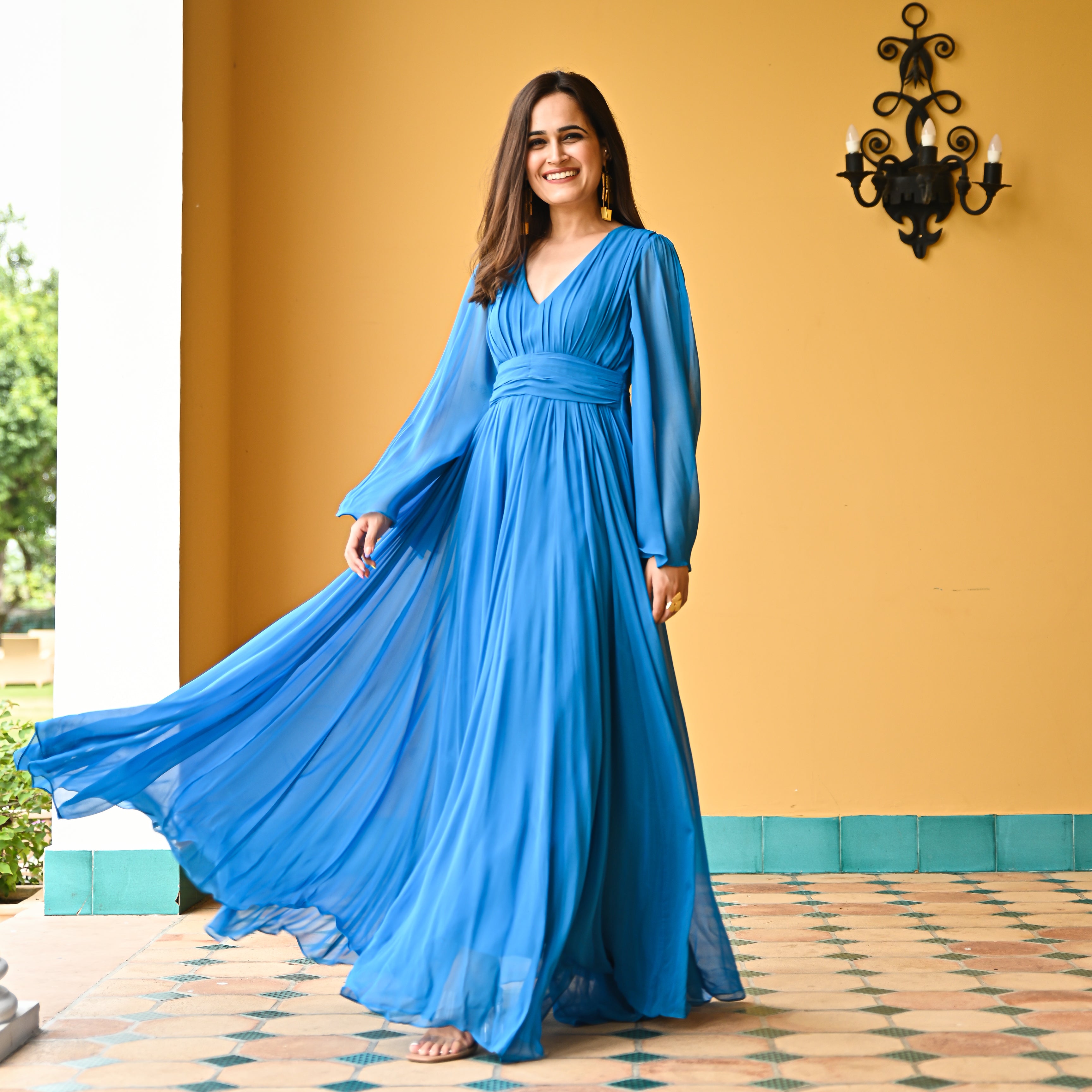 Swedish Blue Flared Dress