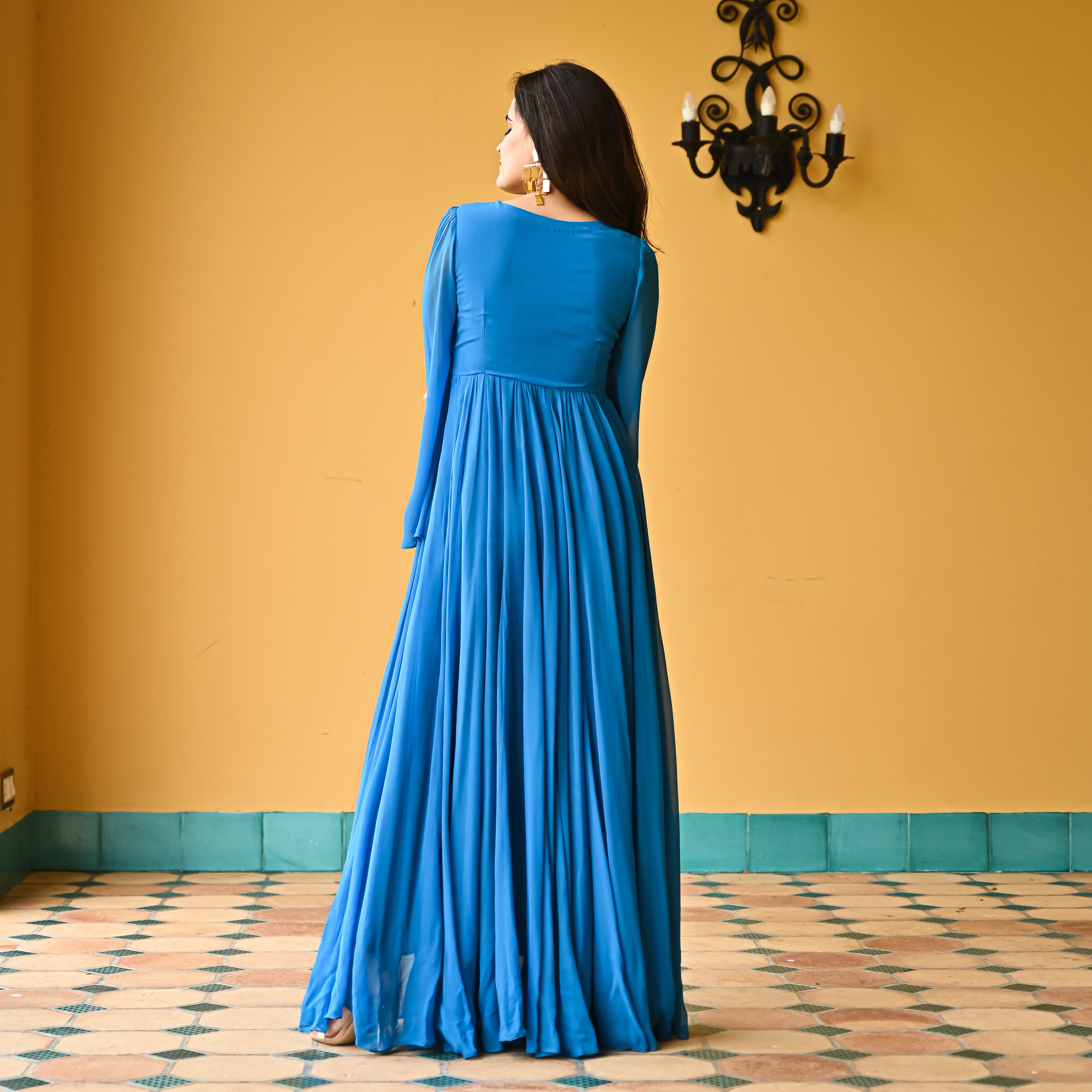 Swedish Blue Flared Dress