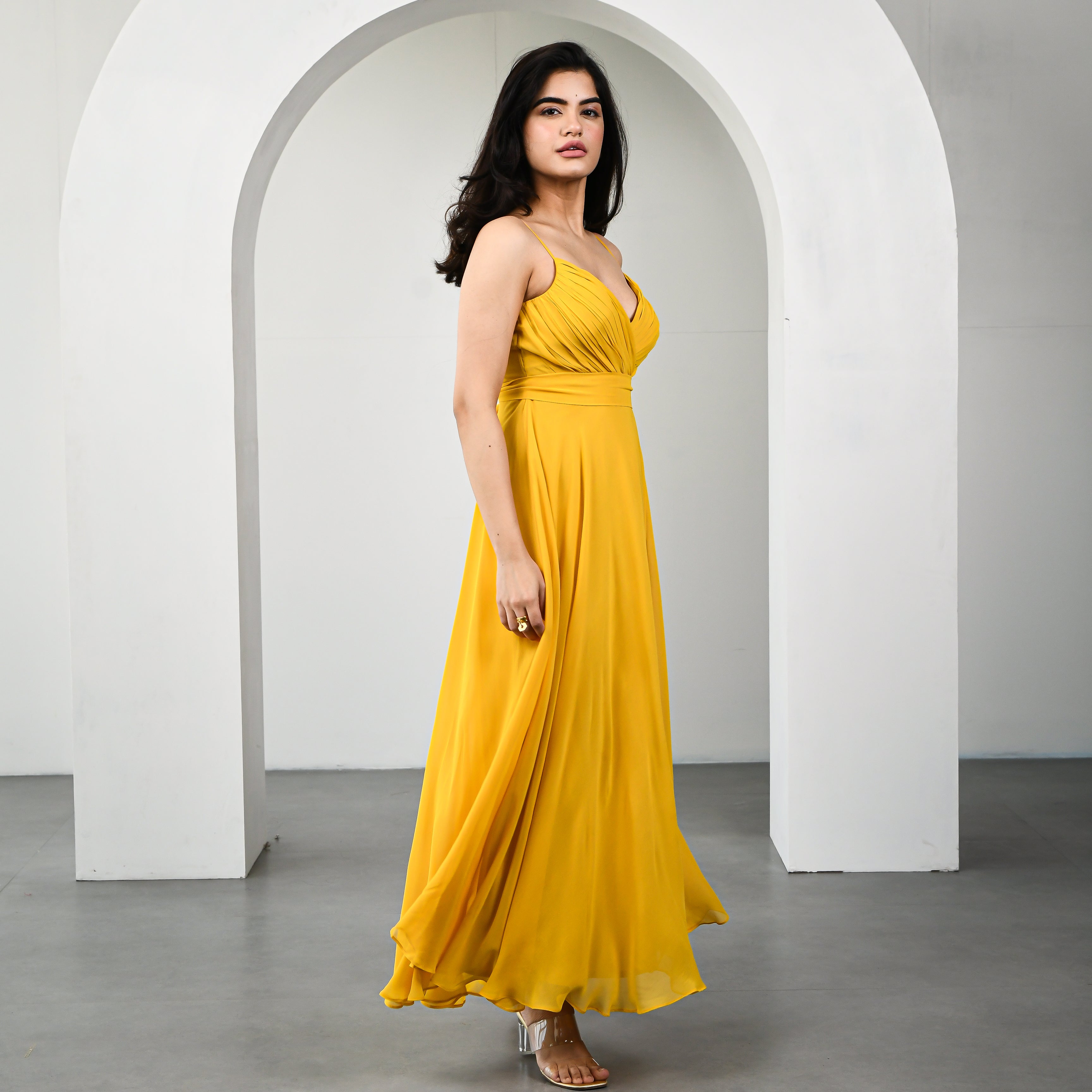 Olivia Yellow Georgette Dress