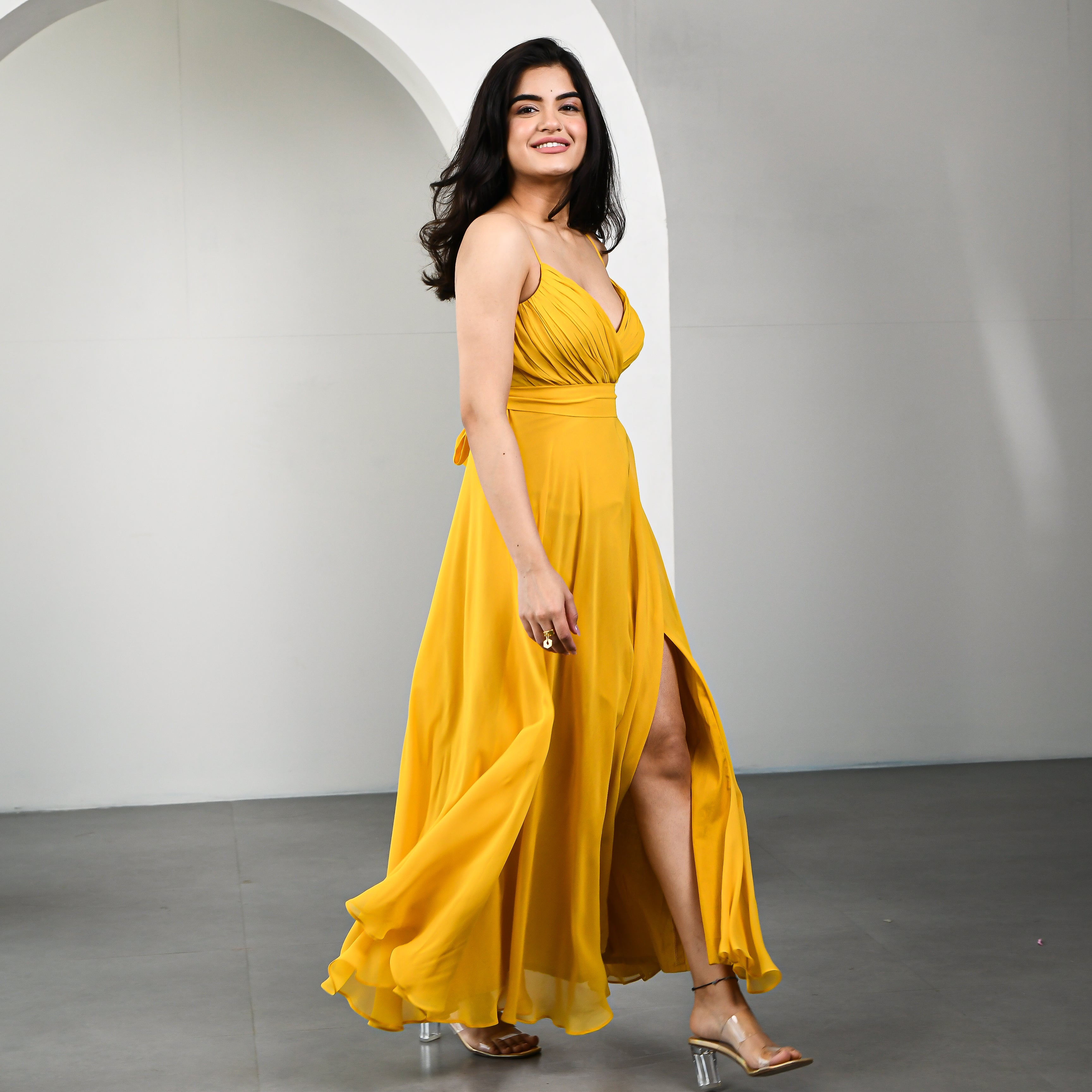 Olivia Yellow Georgette Dress