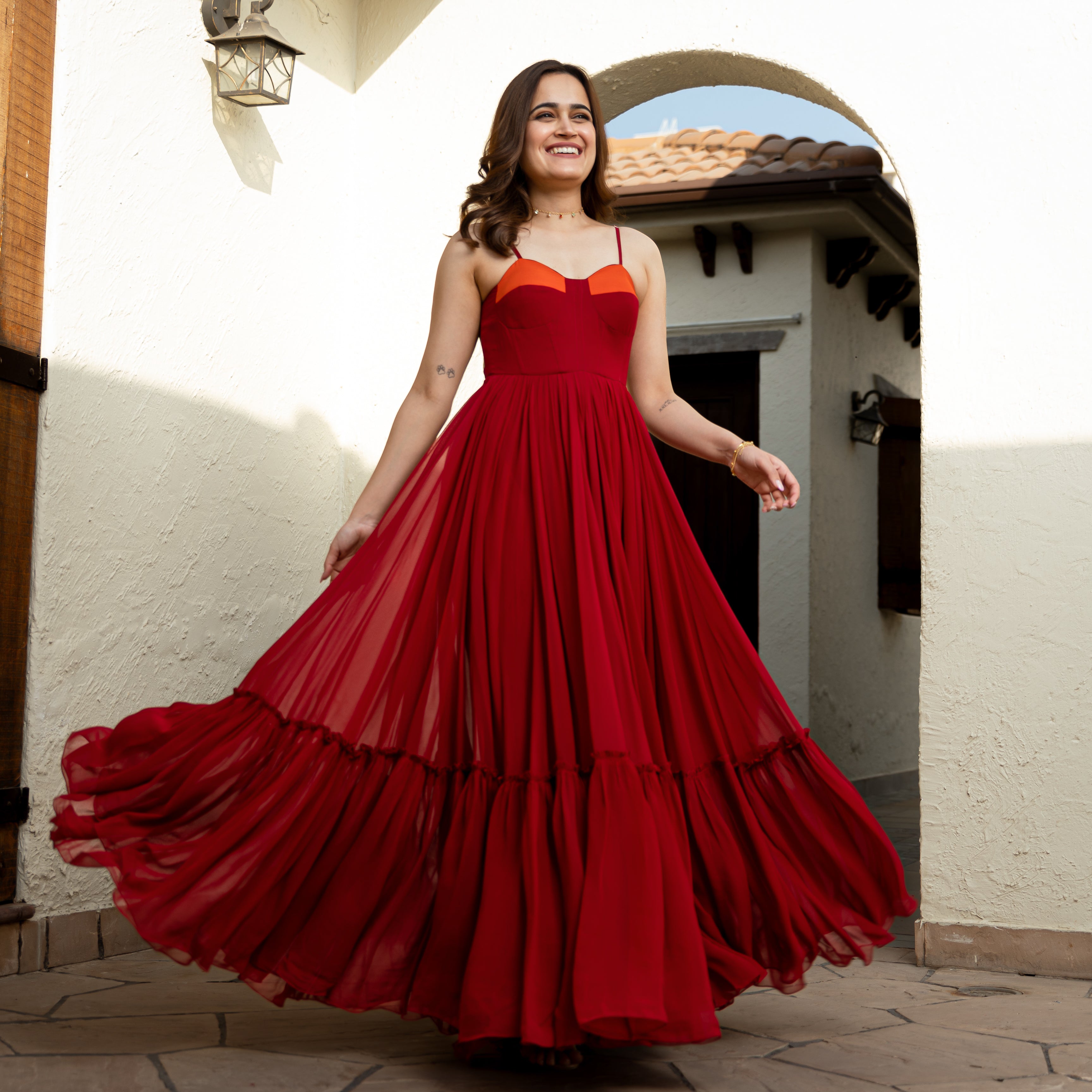 Pomelo Georgette Long Dress