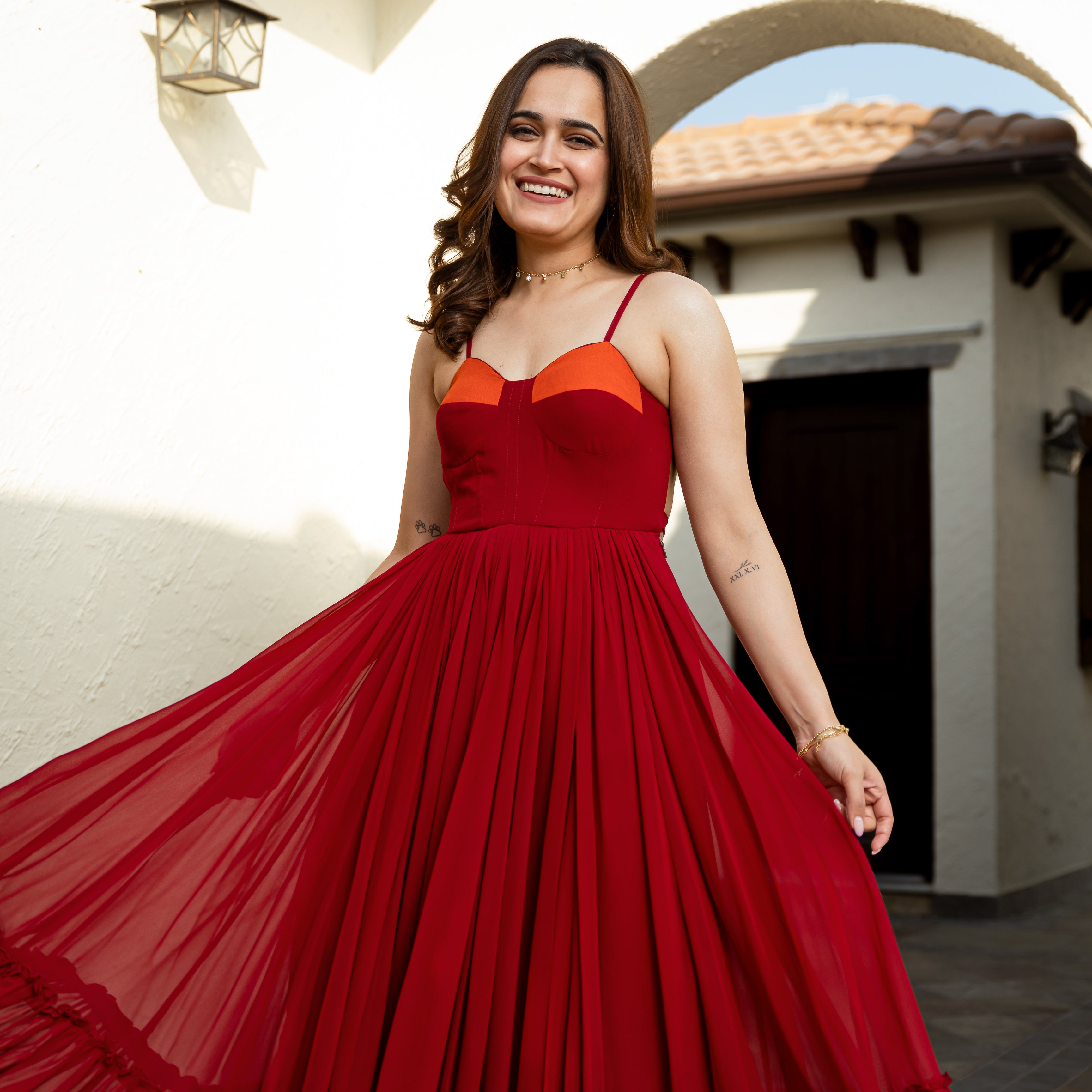 Pomelo Georgette Long Dress