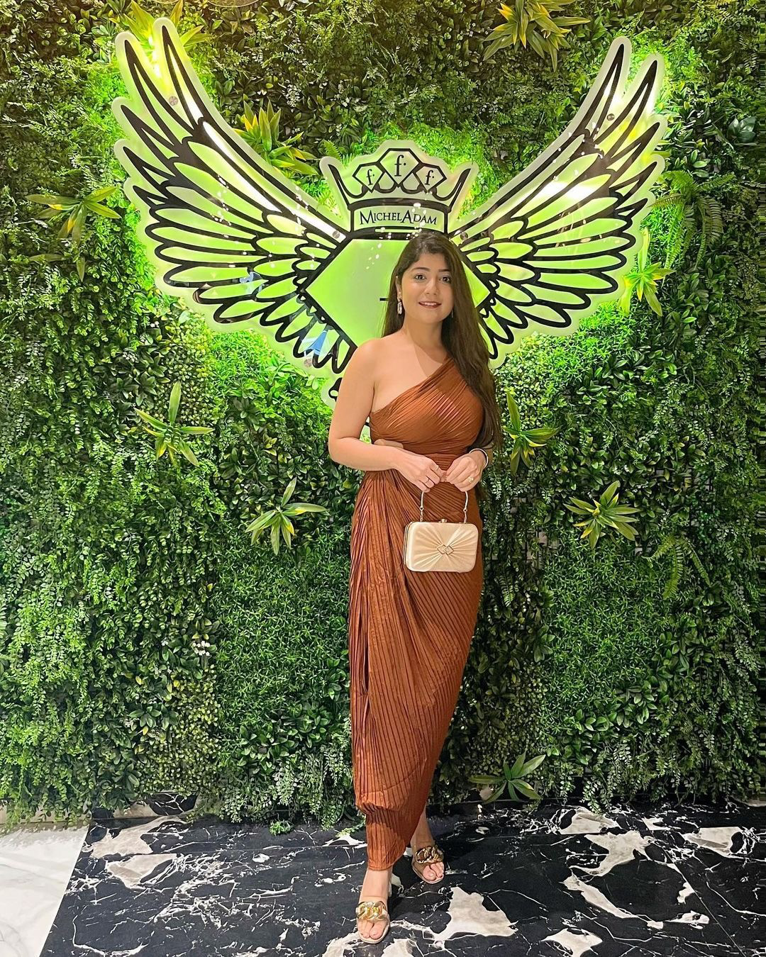 Walnut One-Shoulder Dress