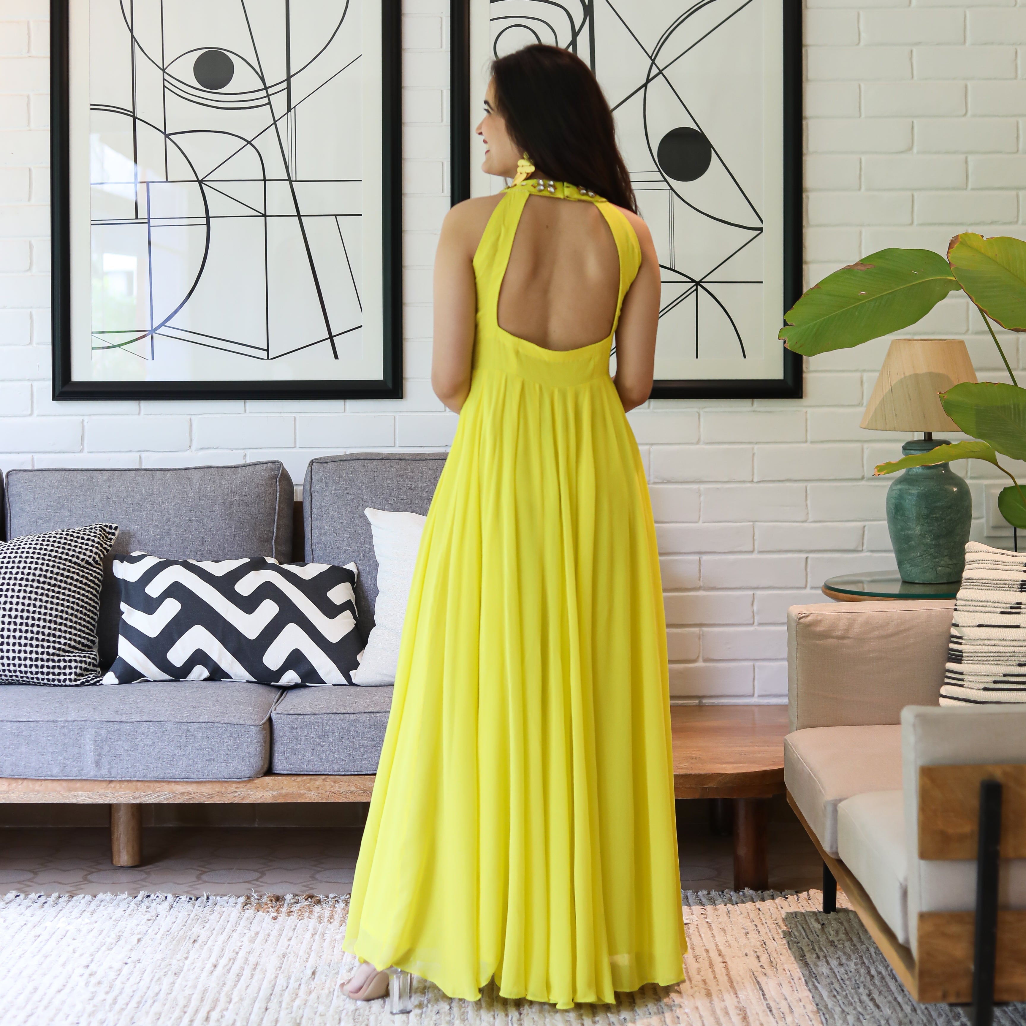 Limelight Yellow Georgette Dress