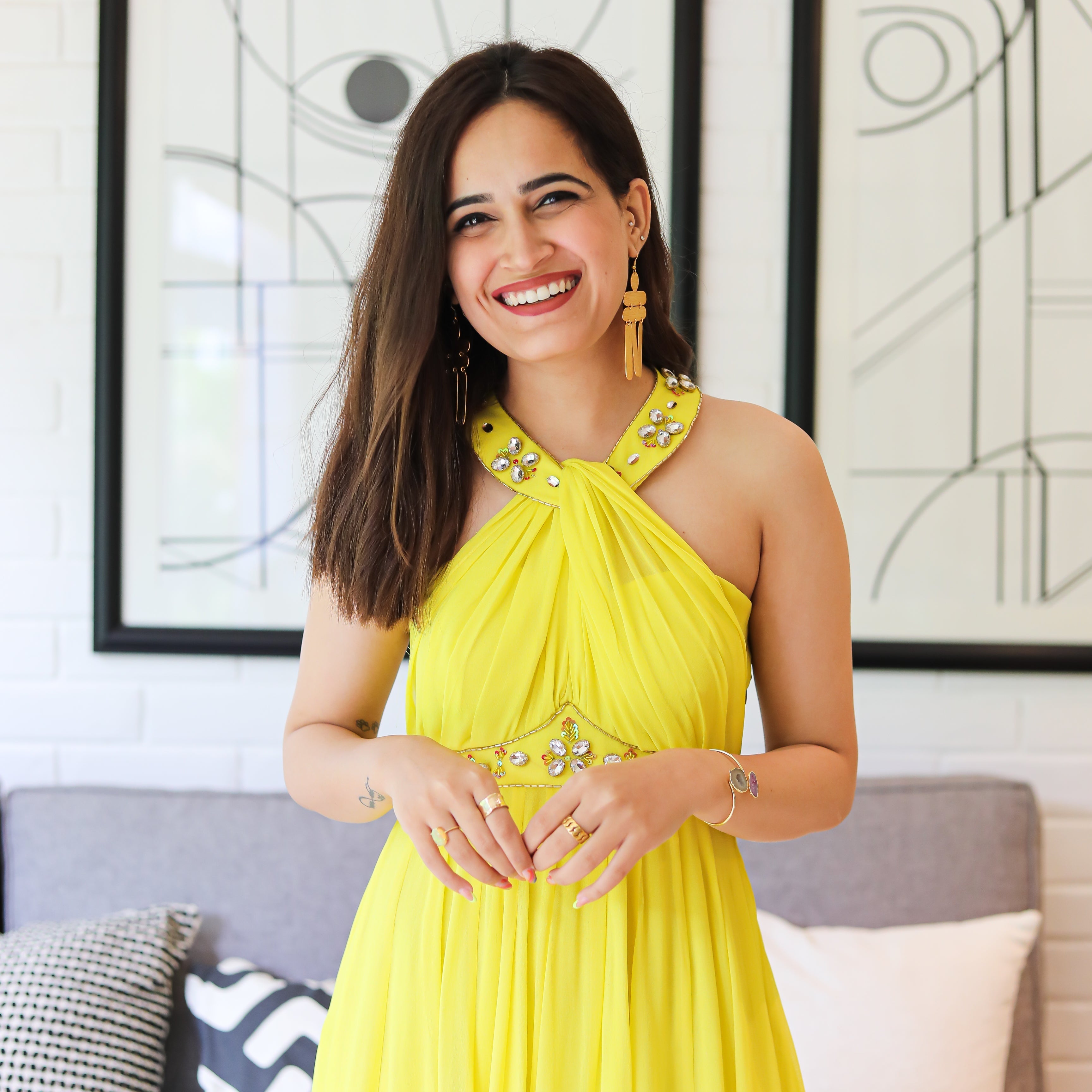 Limelight Yellow Georgette Dress