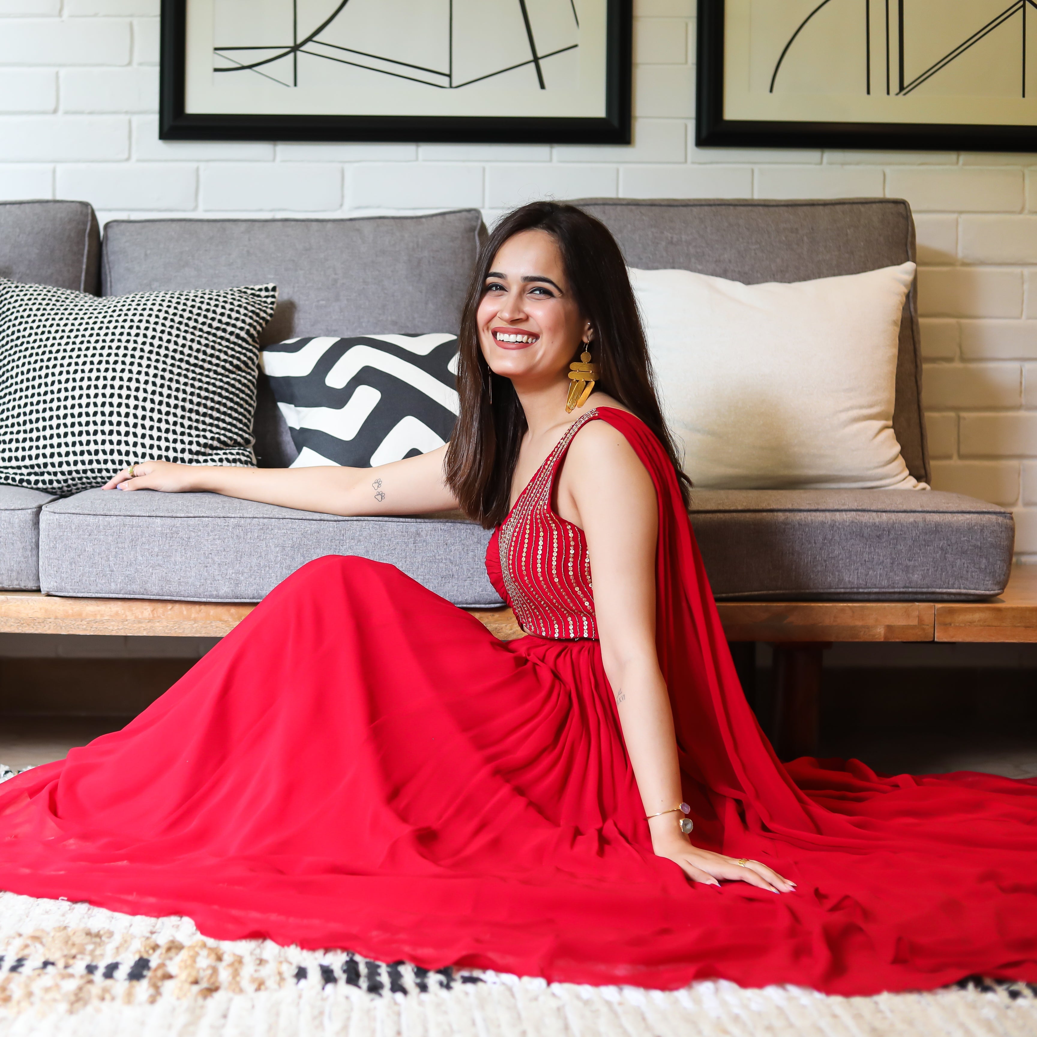 Barberry Georgette Long Dress