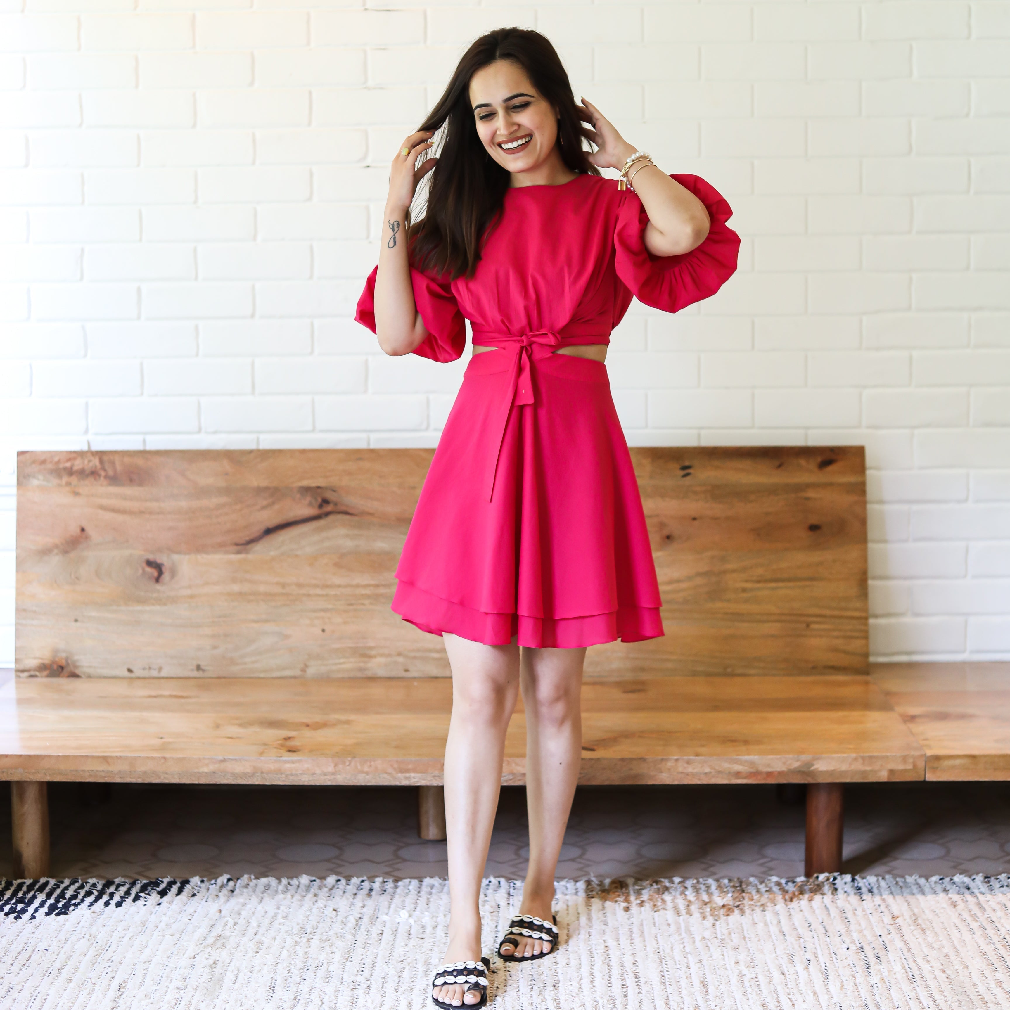  Pink Flambe Designer Cutout Short Dress For Women Online