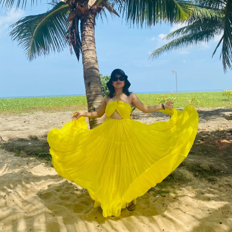 Butterscotch Long Tiered Dress