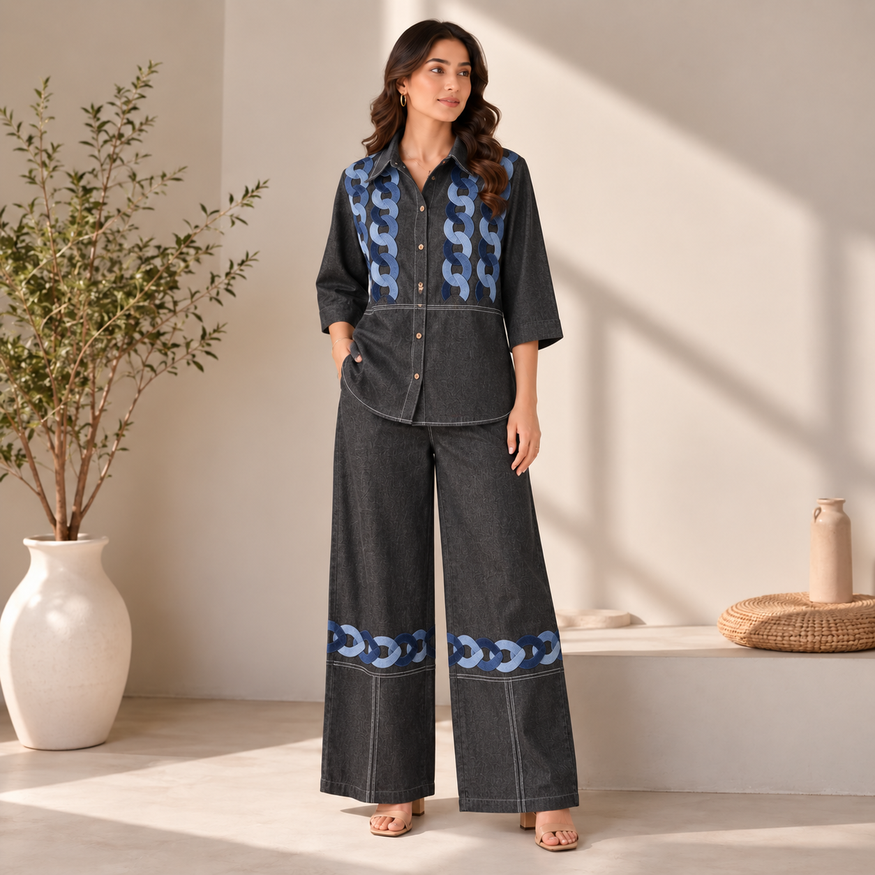 Belle Black Denim Co-ord Set