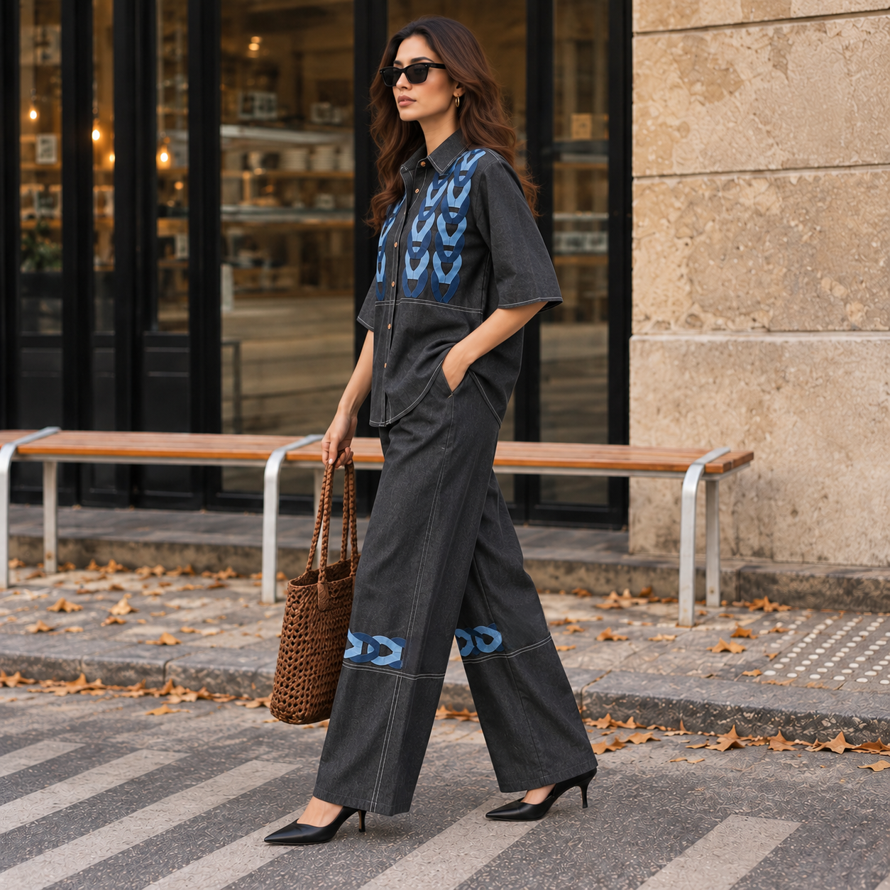Belle Black Denim Co-ord Set
