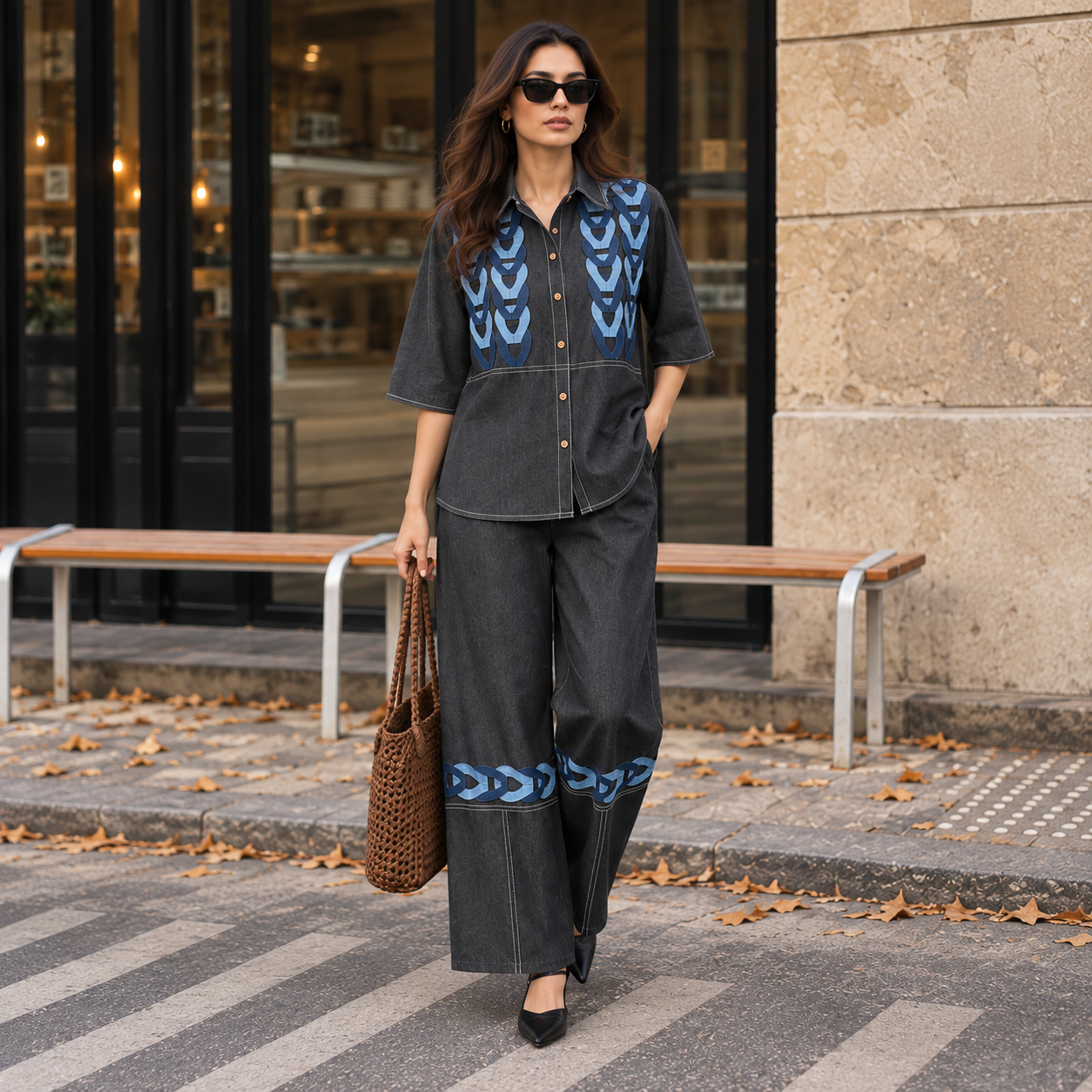 Belle Black Denim Co-ord Set