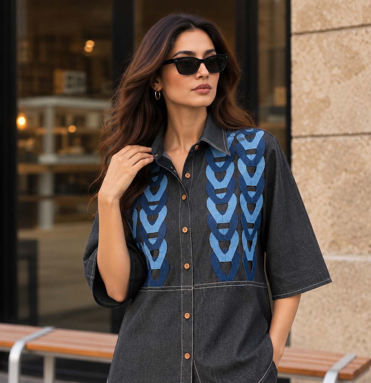 Belle Black Denim Co-ord Set