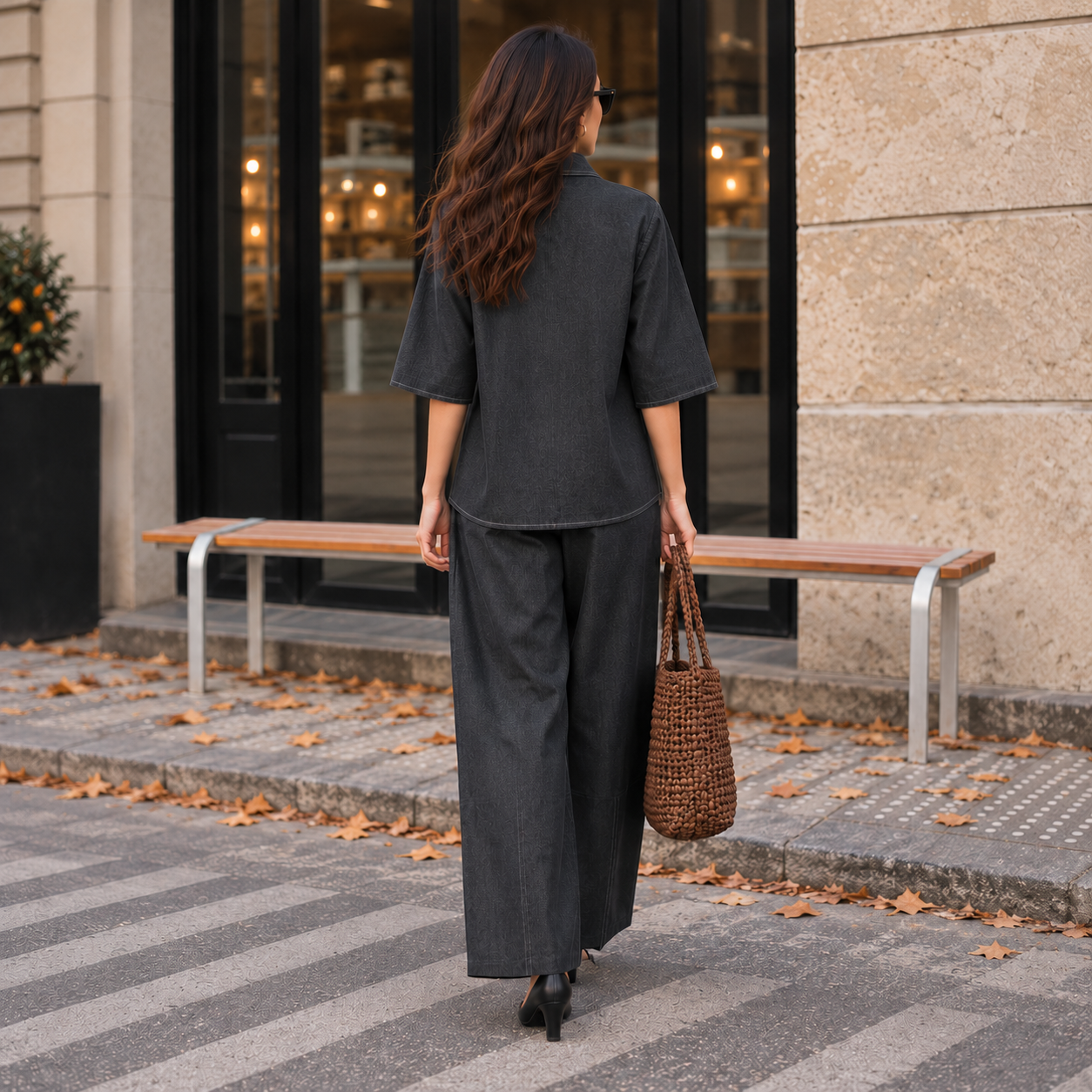 Belle Black Denim Co-ord Set