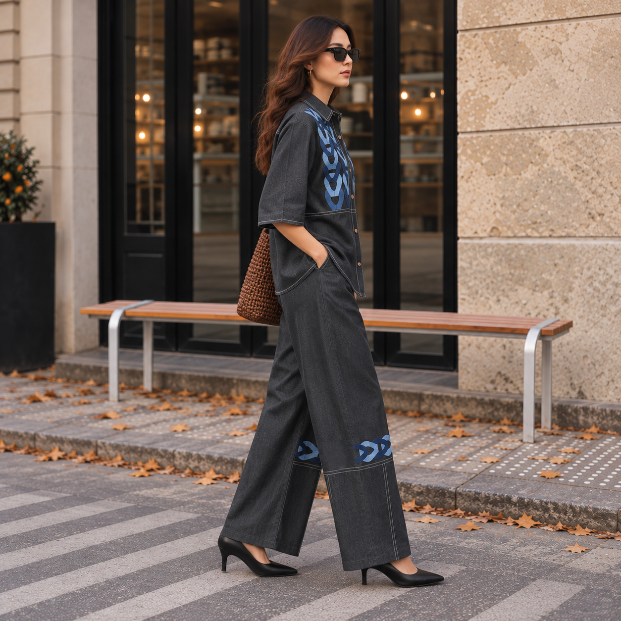 Belle Black Denim Co-ord Set