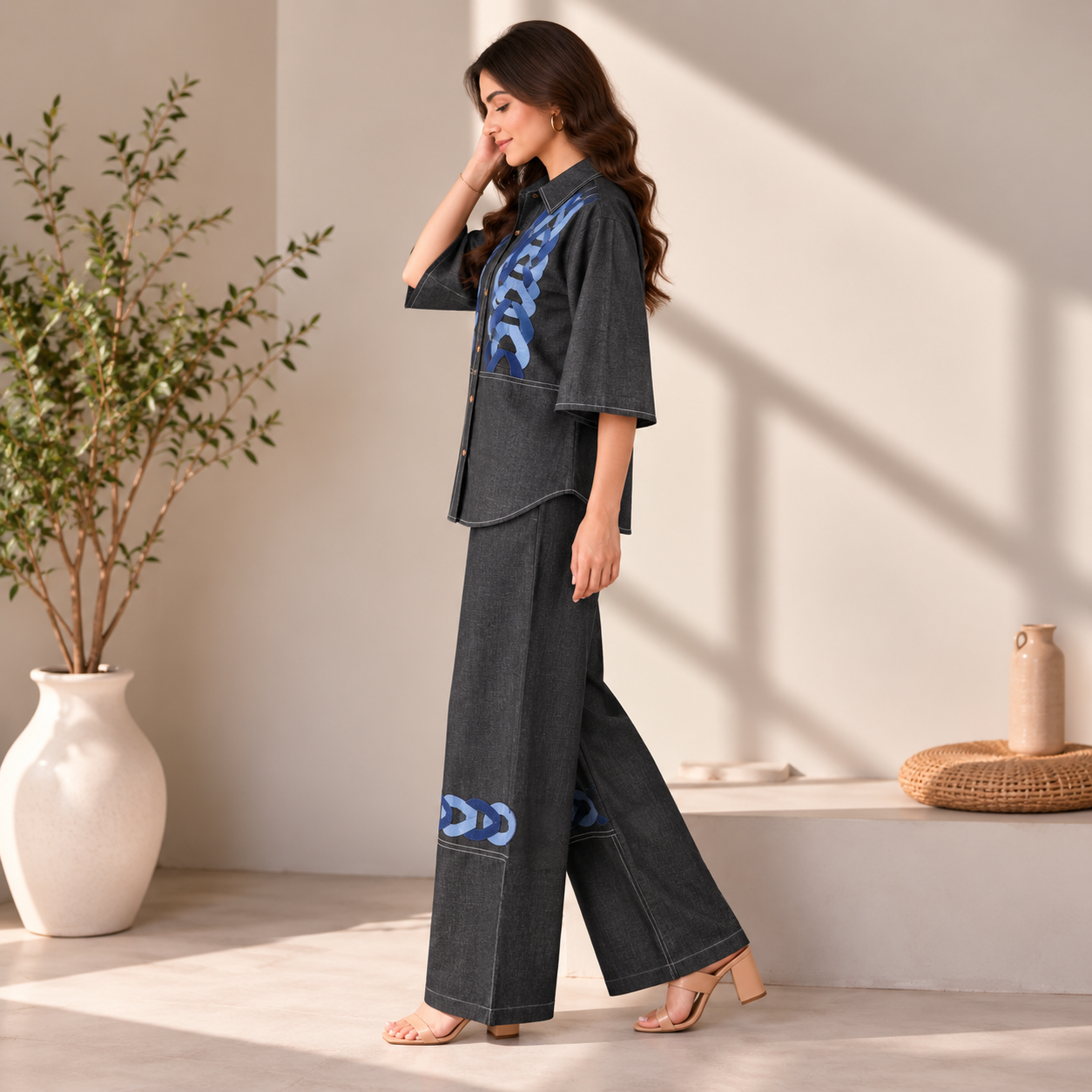 Belle Black Denim Co-ord Set