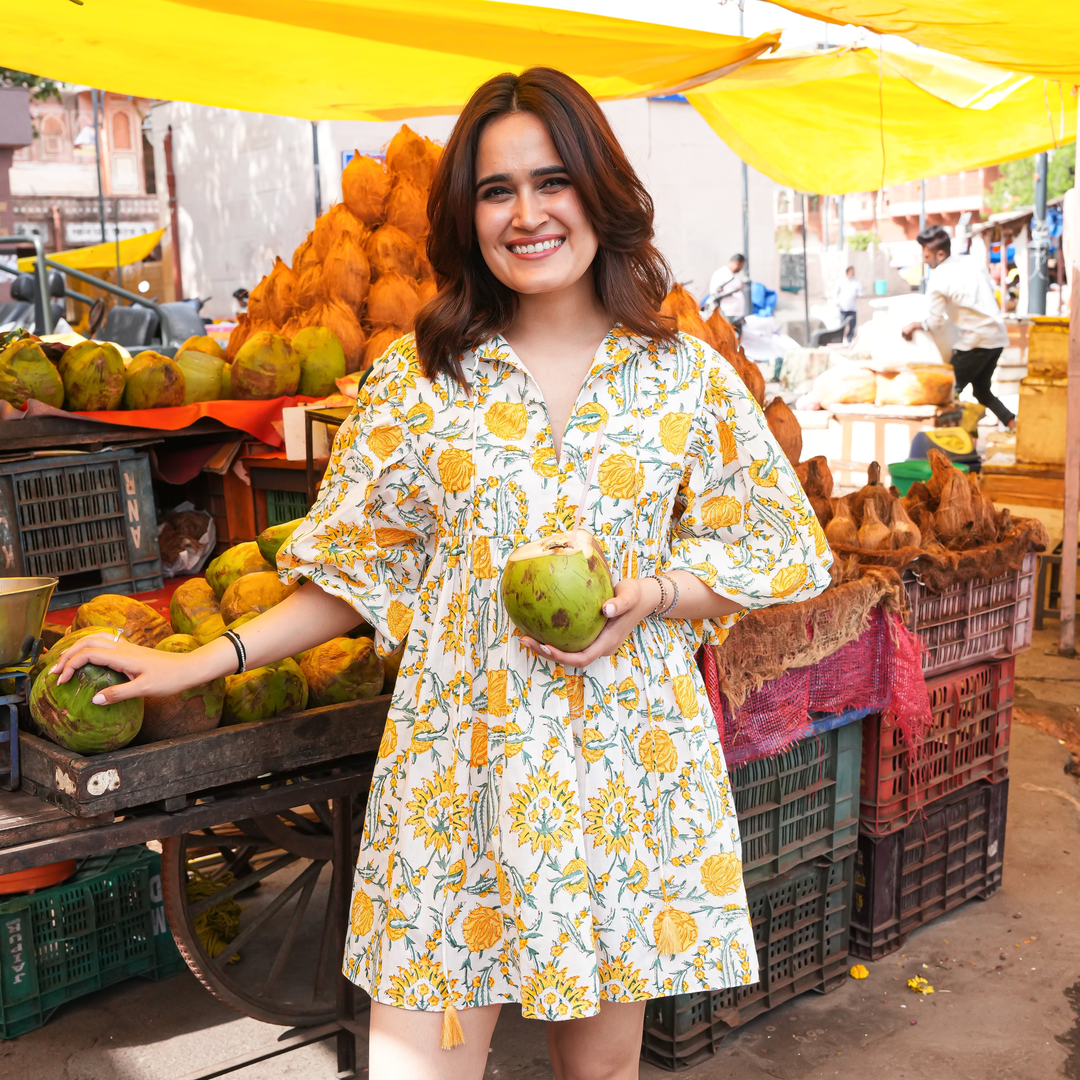 Sunehri Petal Short Dress