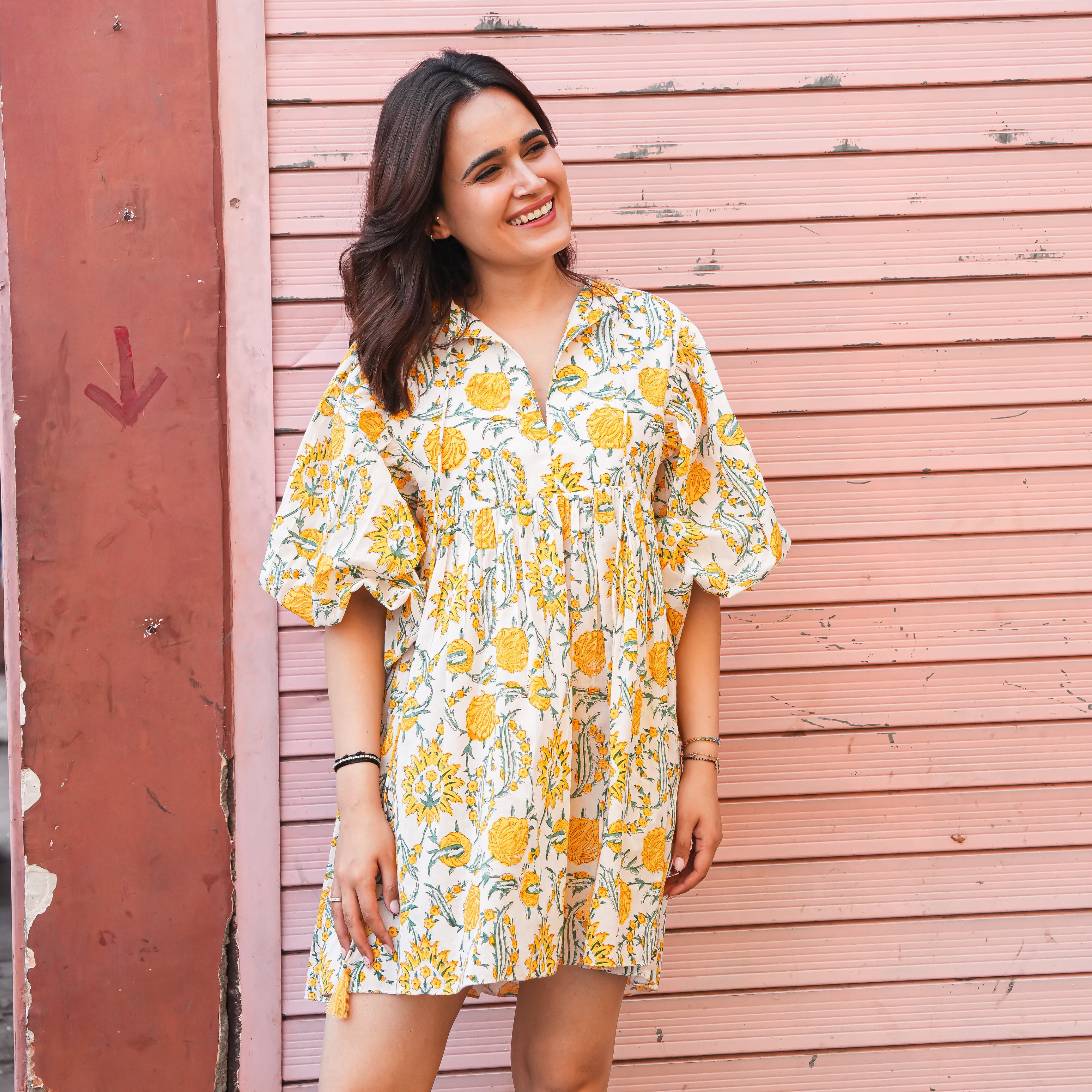 Sunehri Petal Short Dress