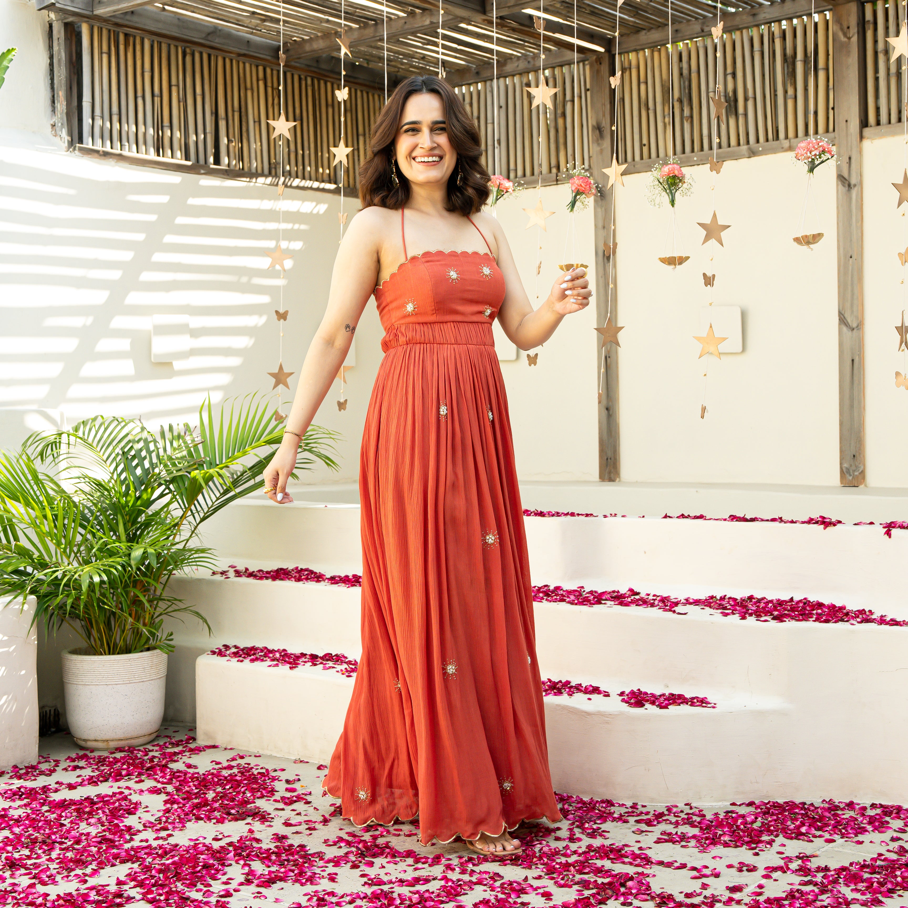 Amber Glow Long Dress