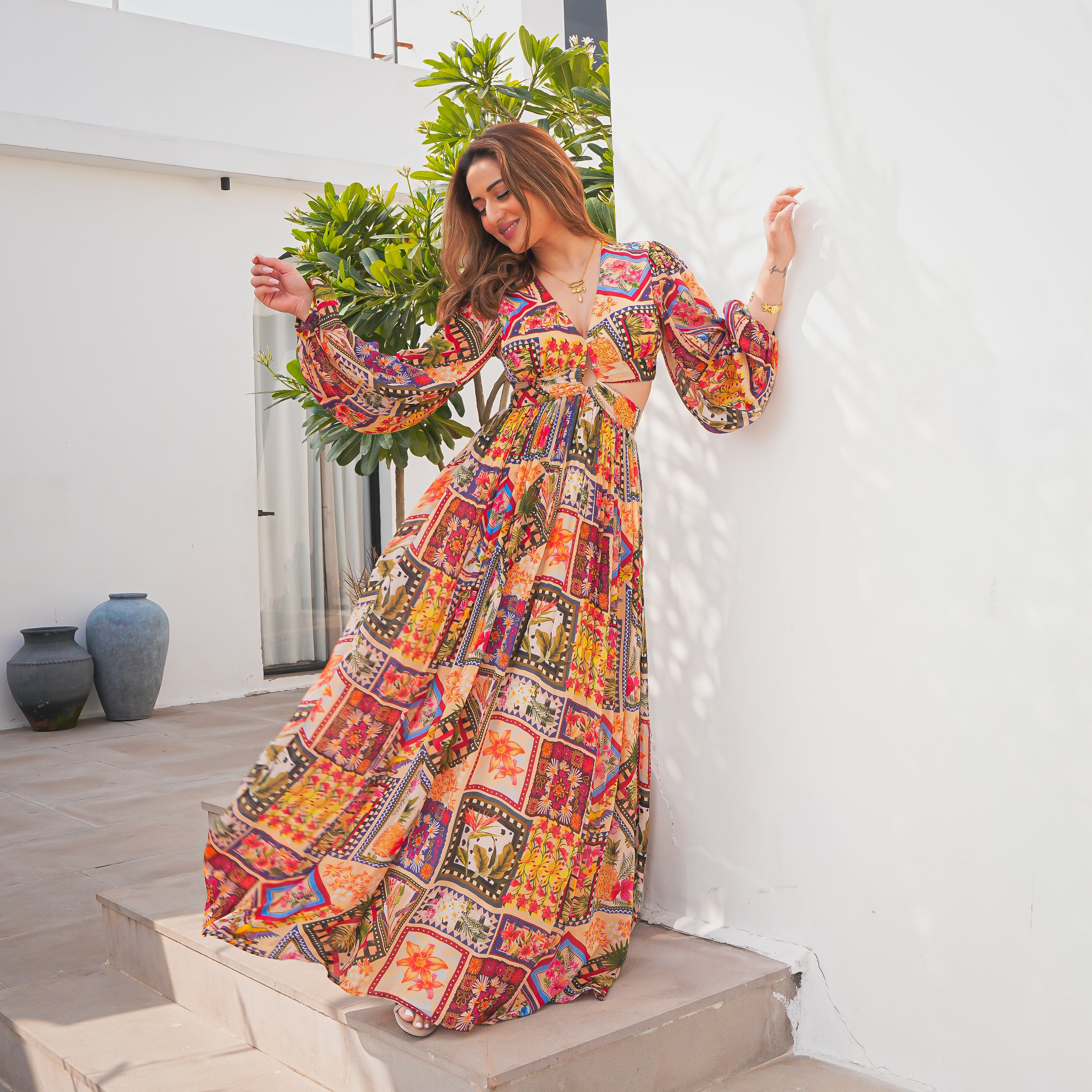 Chromatic Drift Long Dress