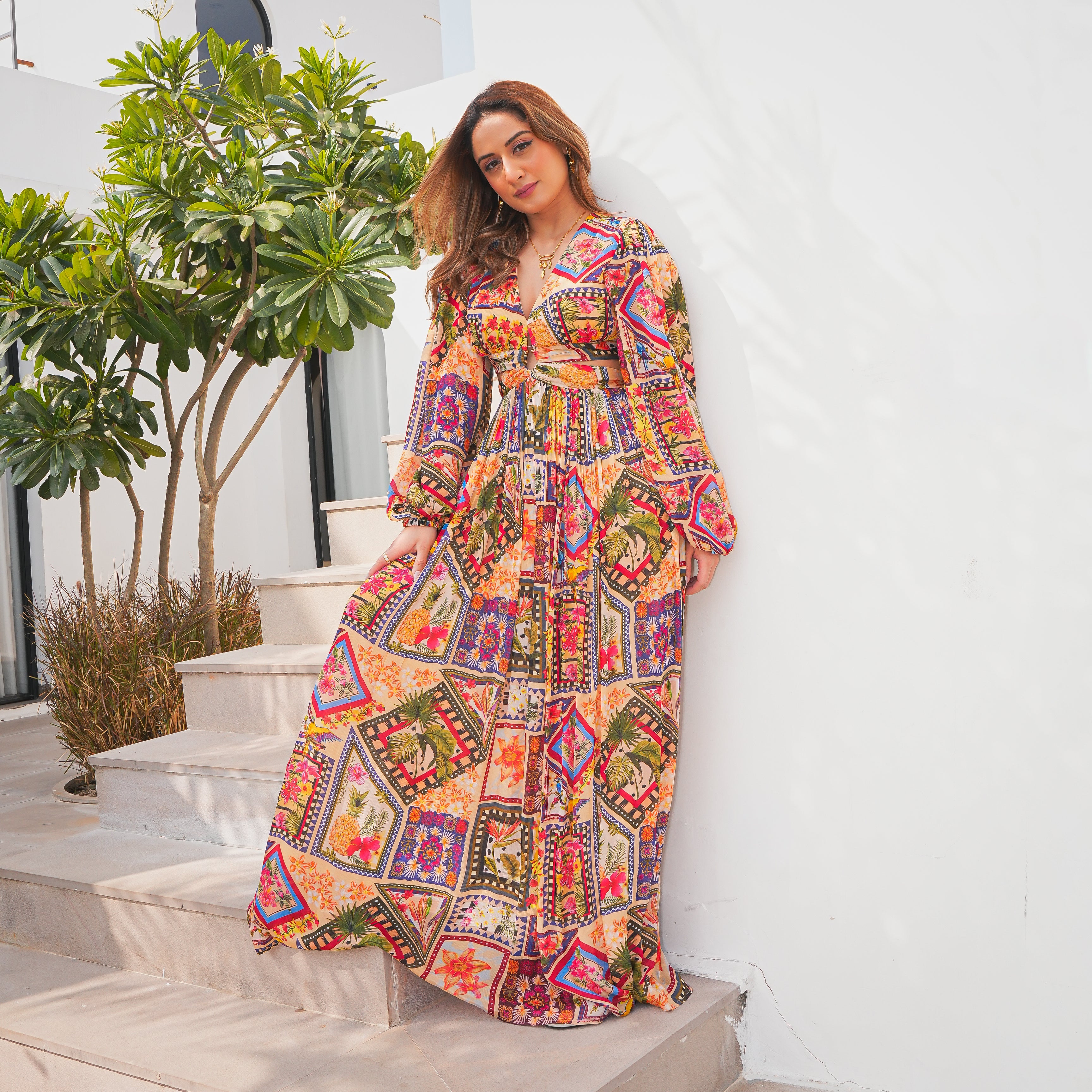 Chromatic Drift Long Dress