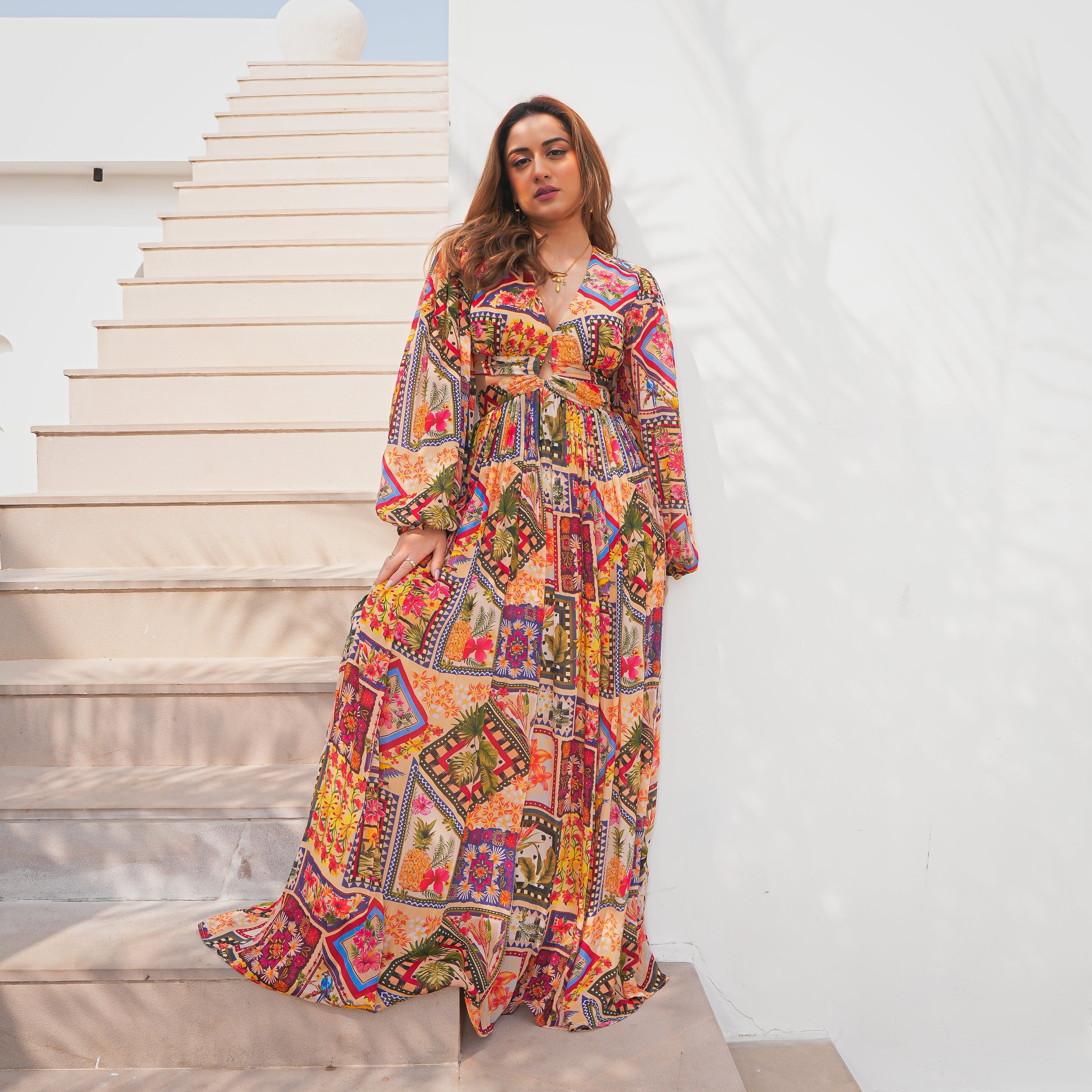 Chromatic Drift Long Dress