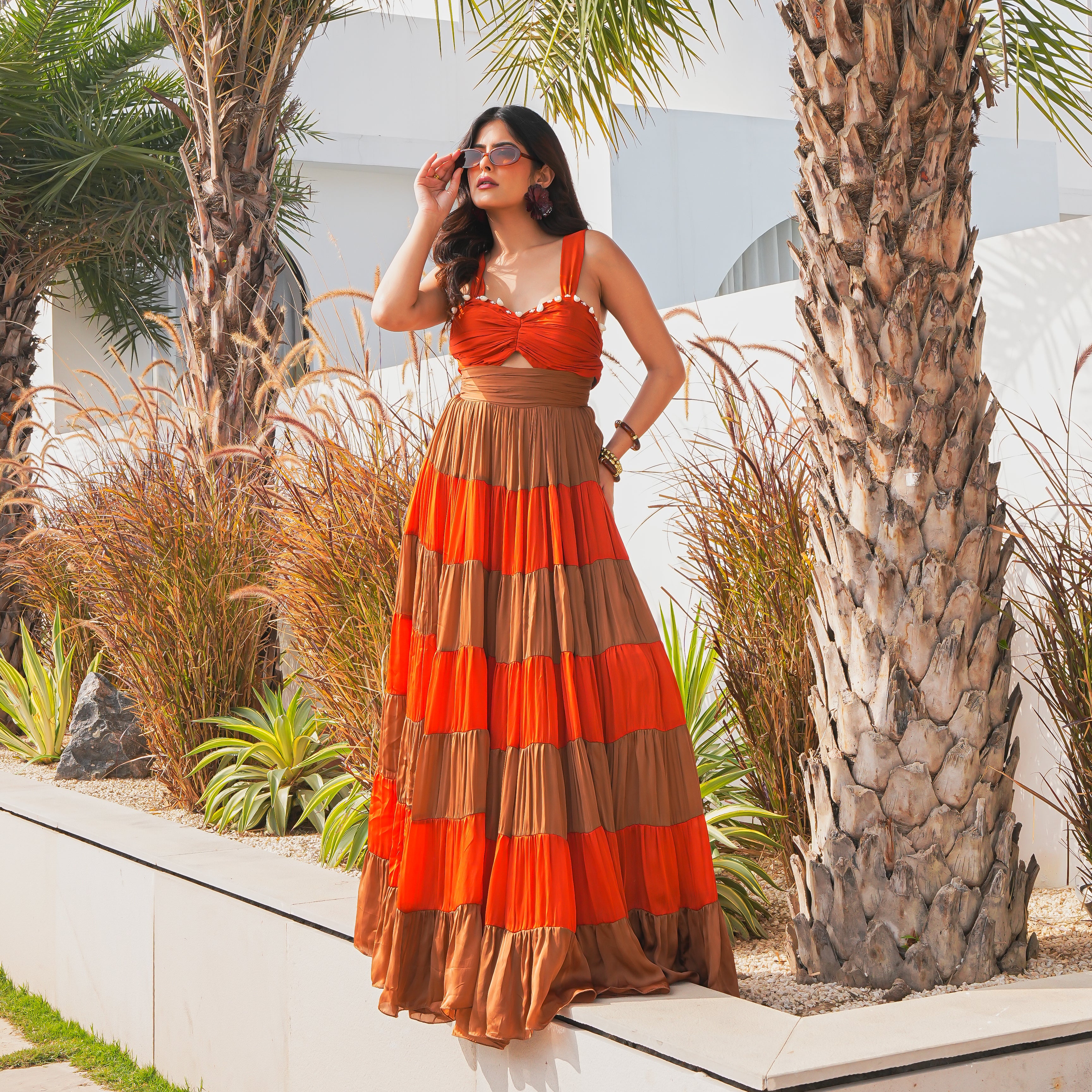 orange layered dress Chocolate Layer Long Dress 2XL