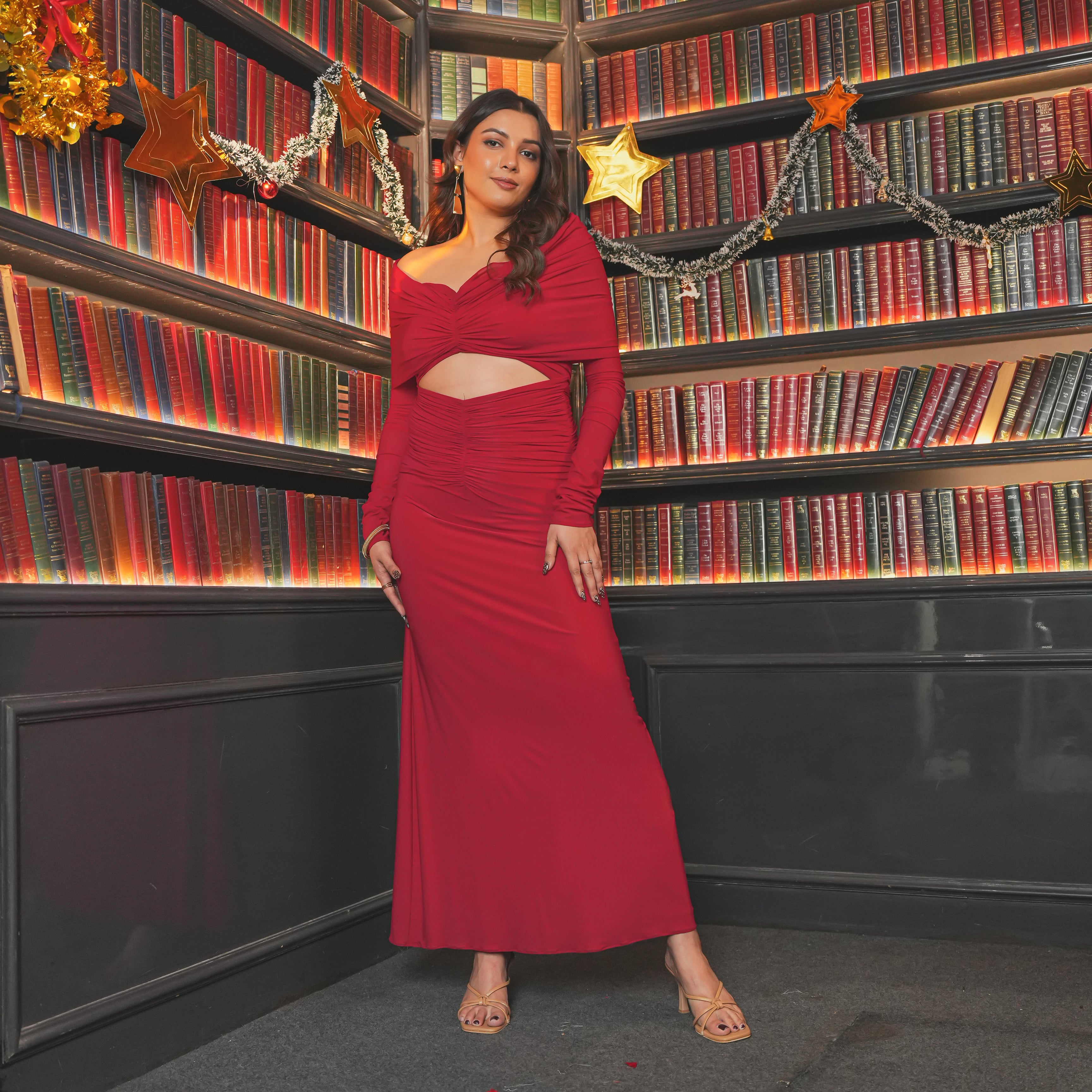 Wrapped Berry Long Dress