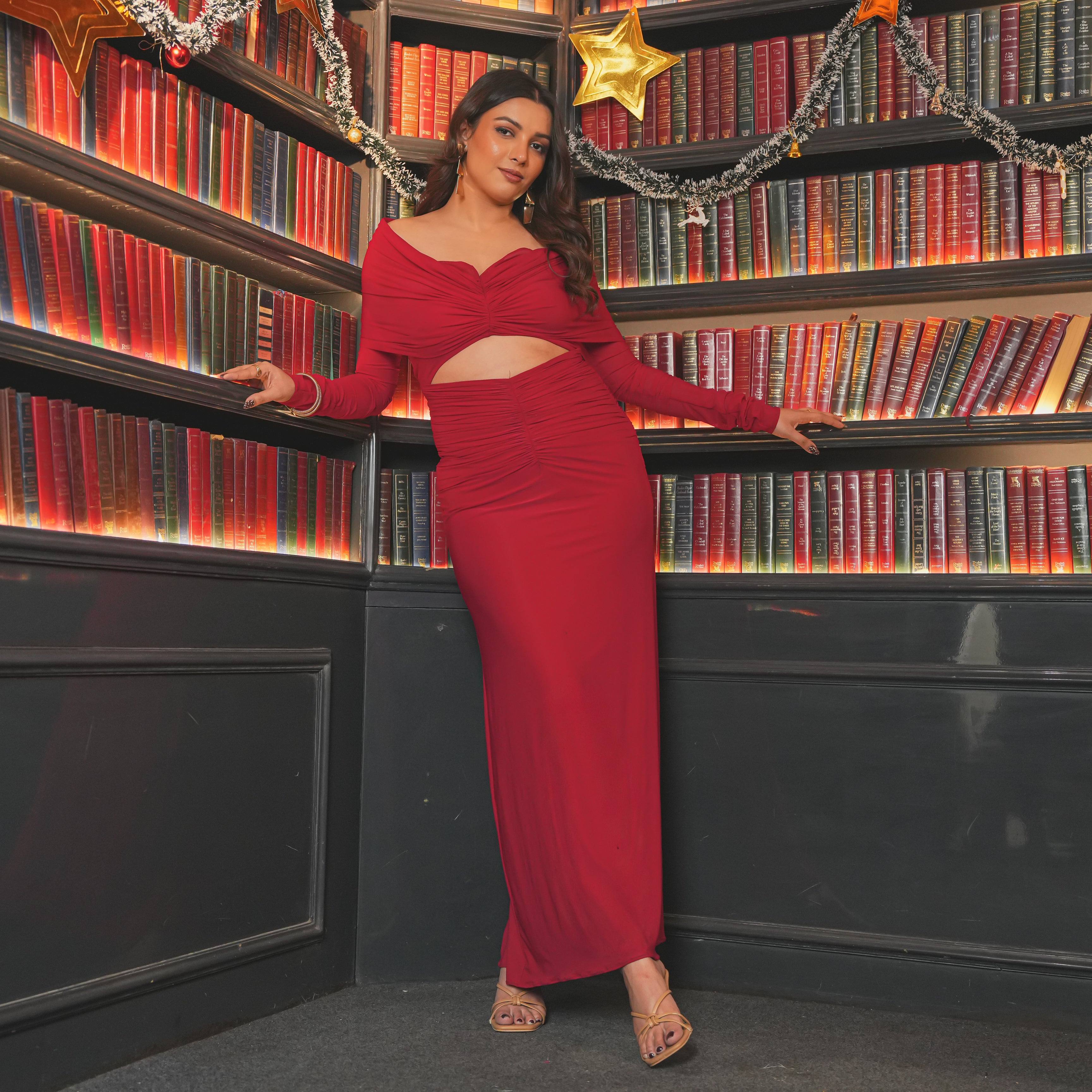 Wrapped Berry Long Dress