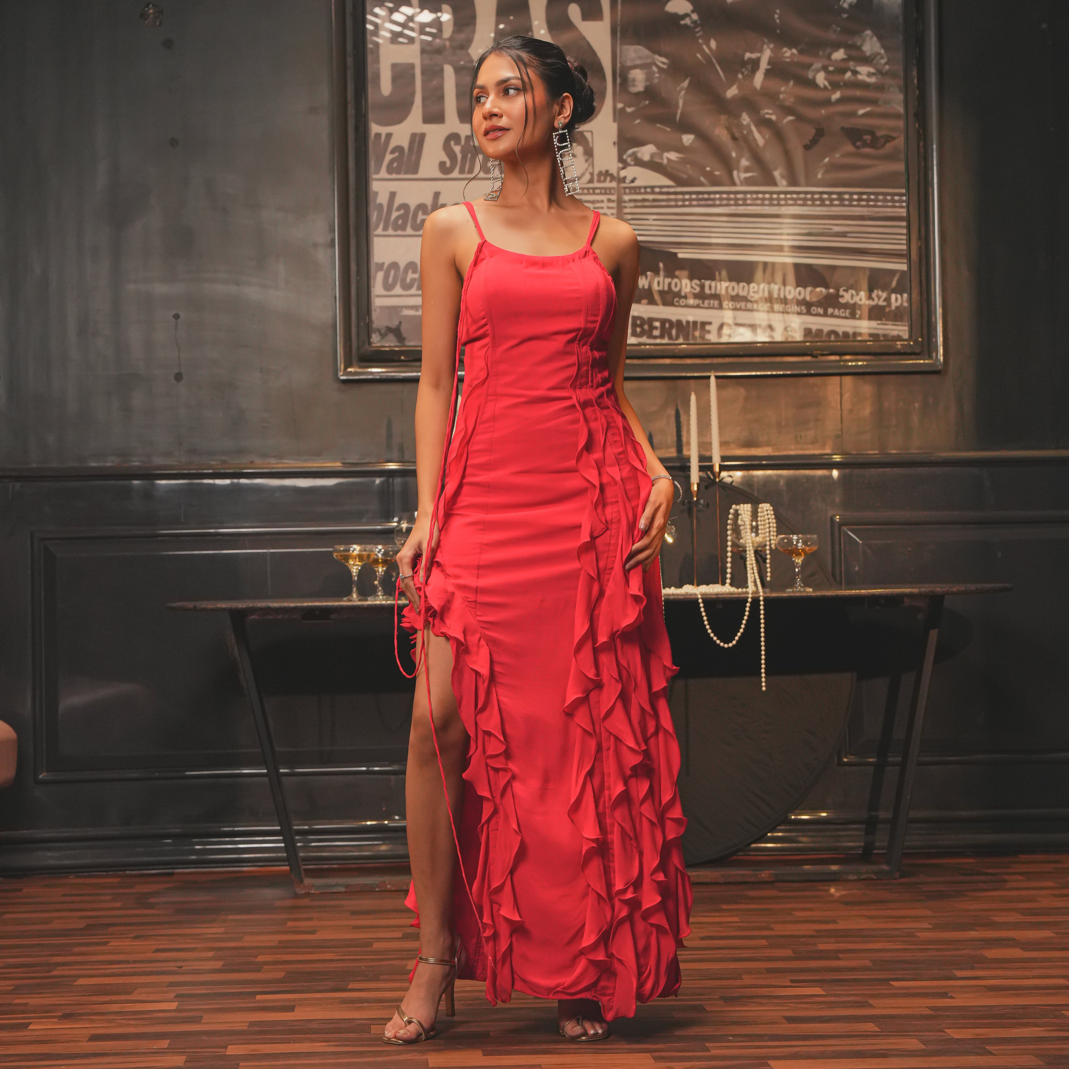 Poinsettia Rouge Long Dress