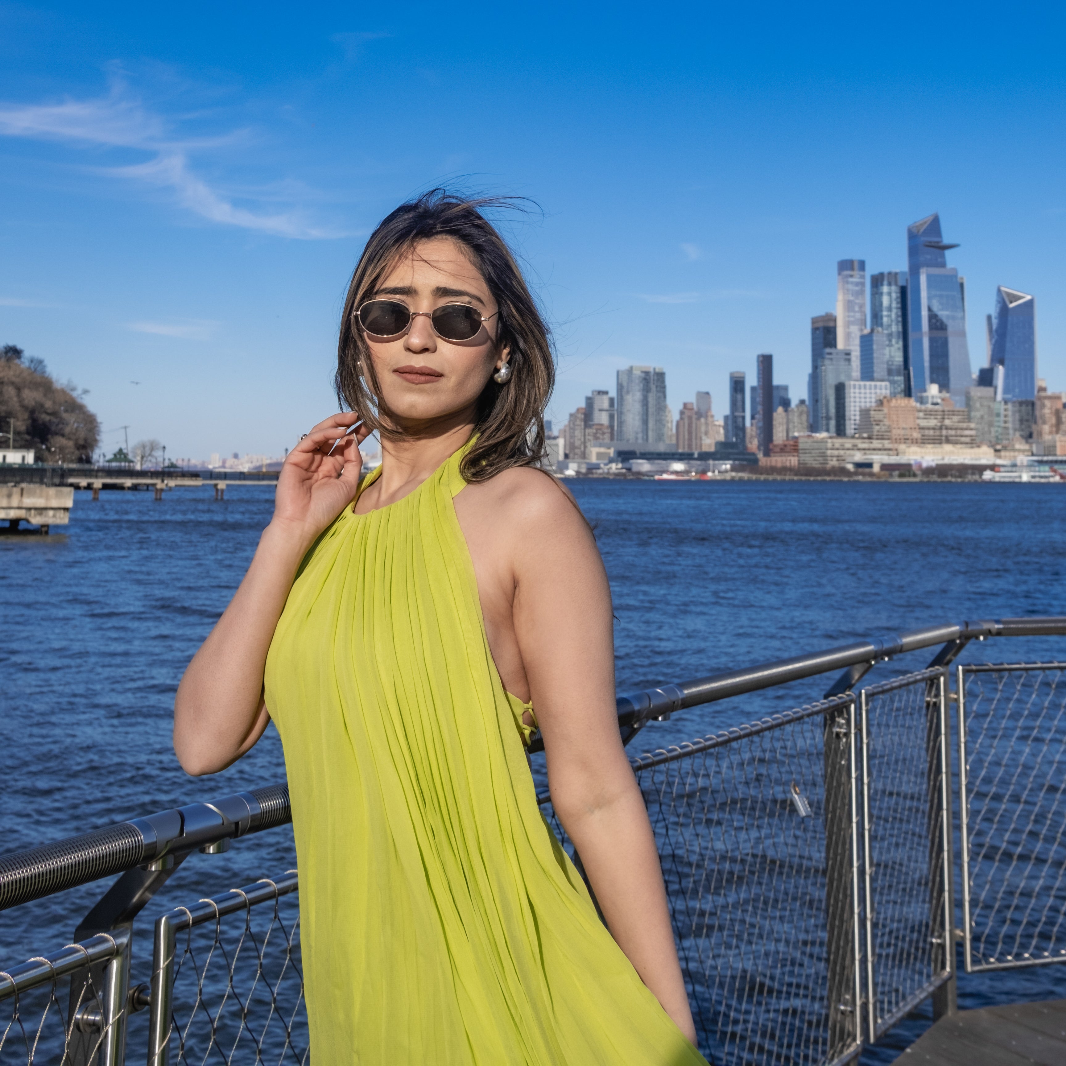 NYC Afterglow Pleated Long Dress