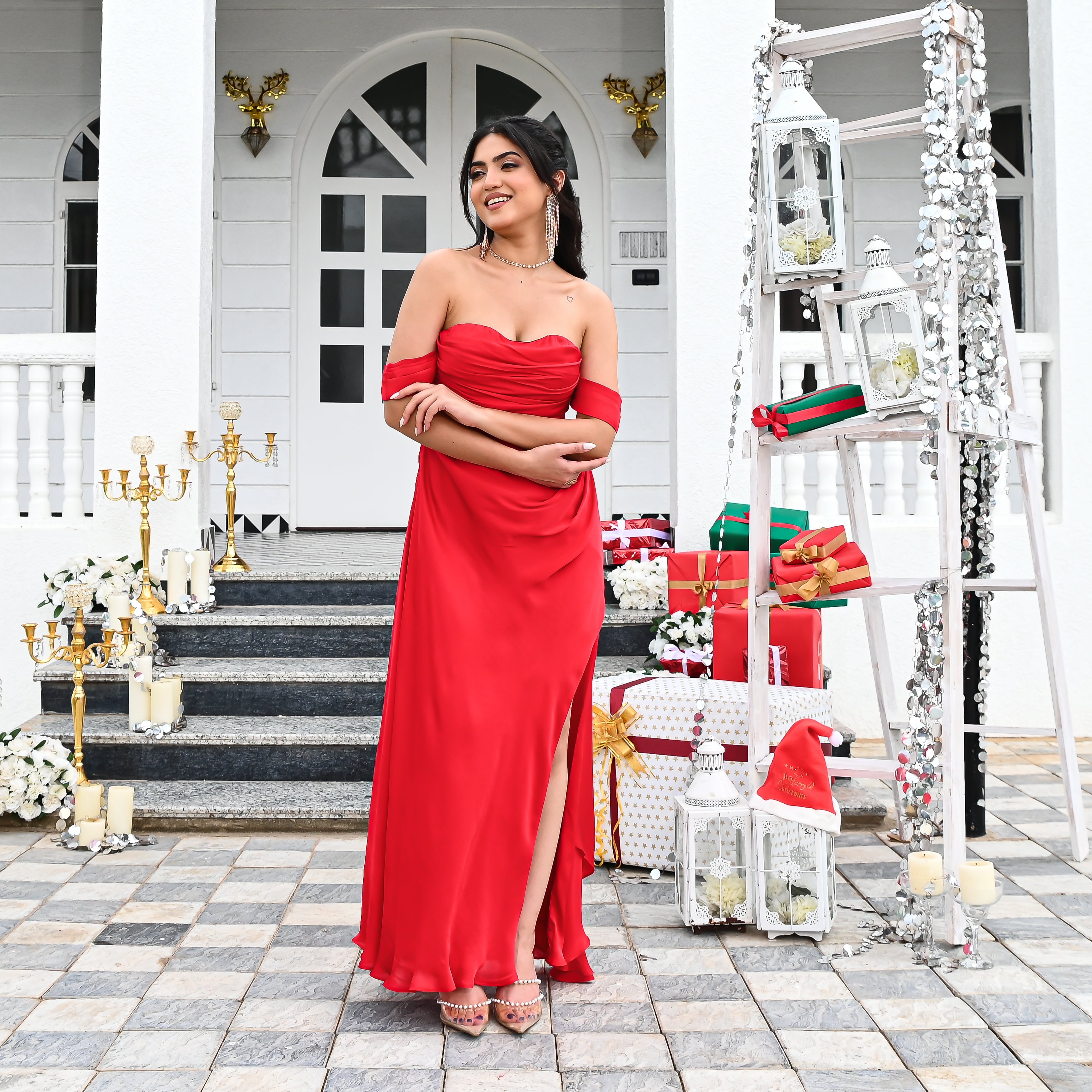 Red Velvet Affair Long Dress