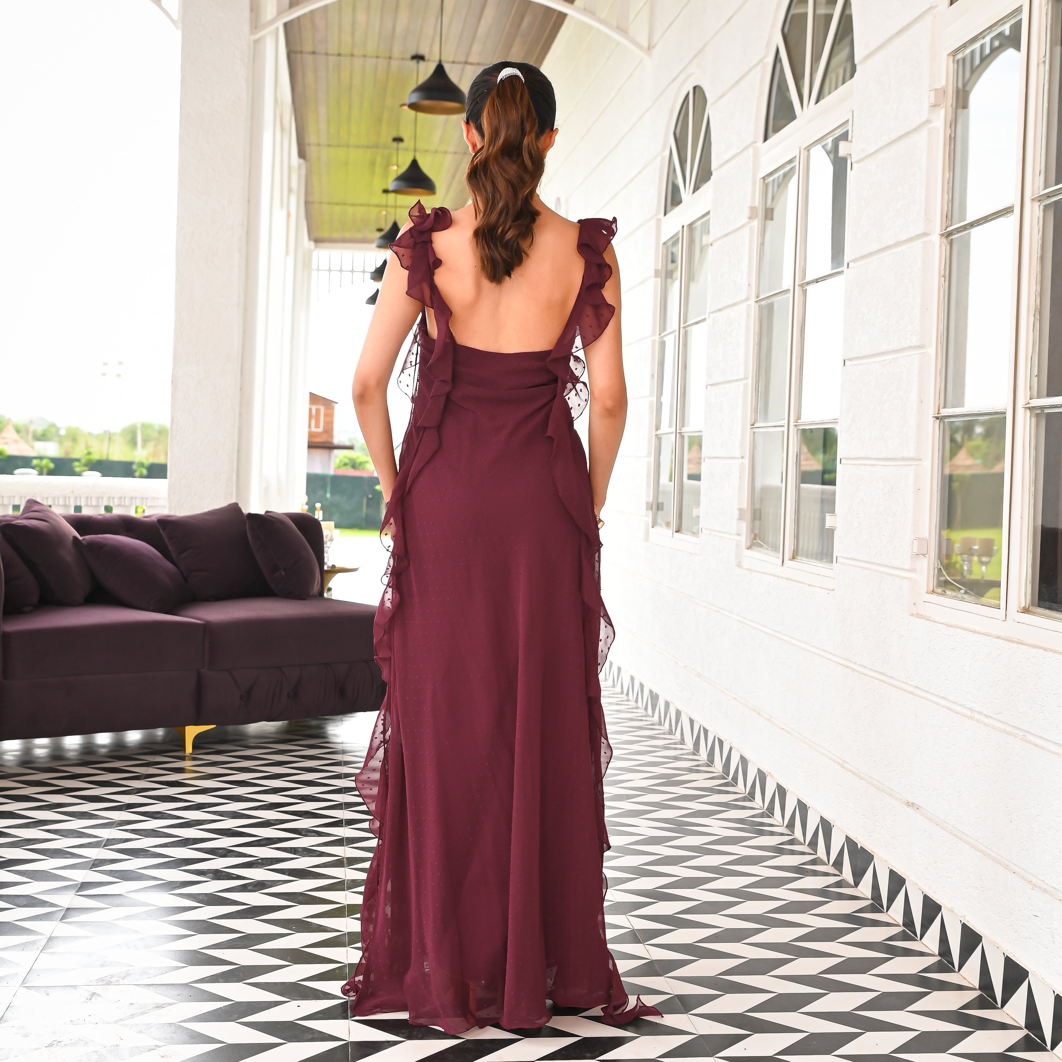 Whimsy Wine Long Dress