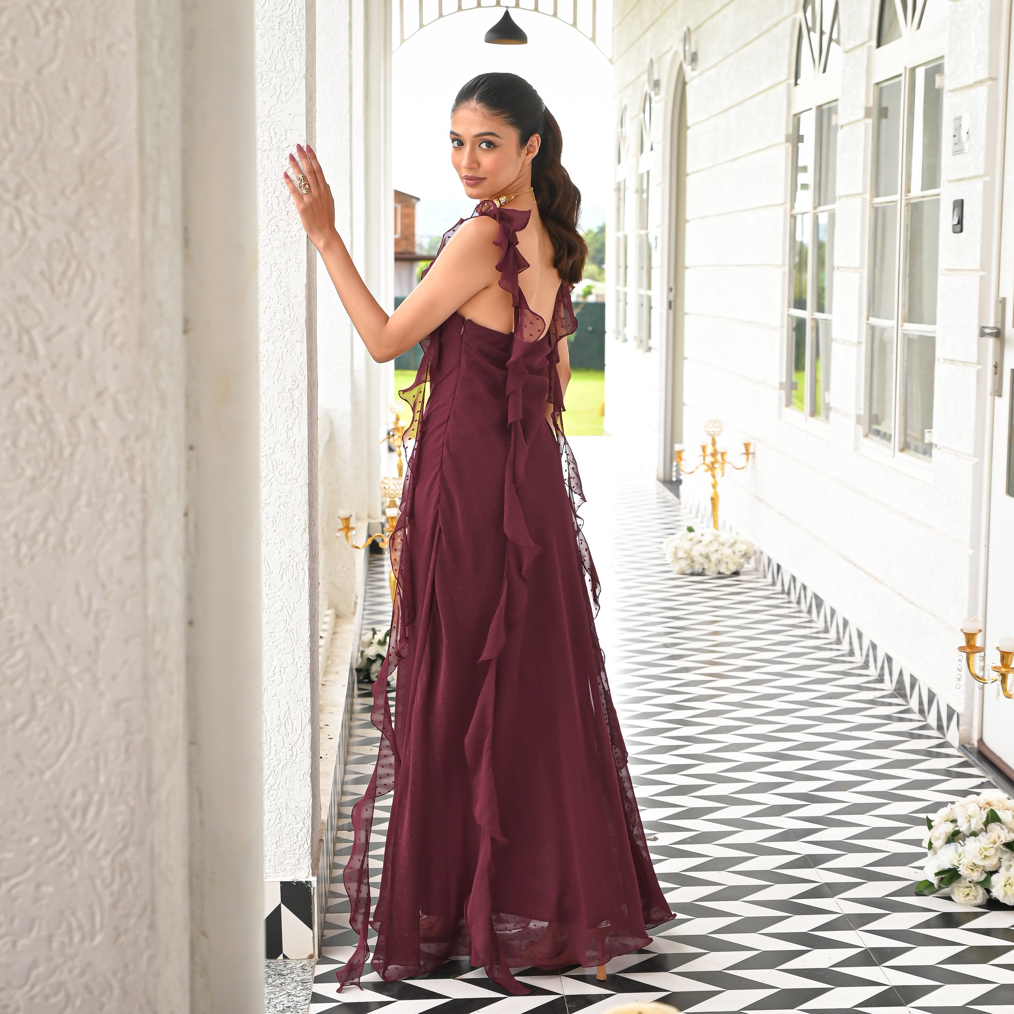 Whimsy Wine Long Dress