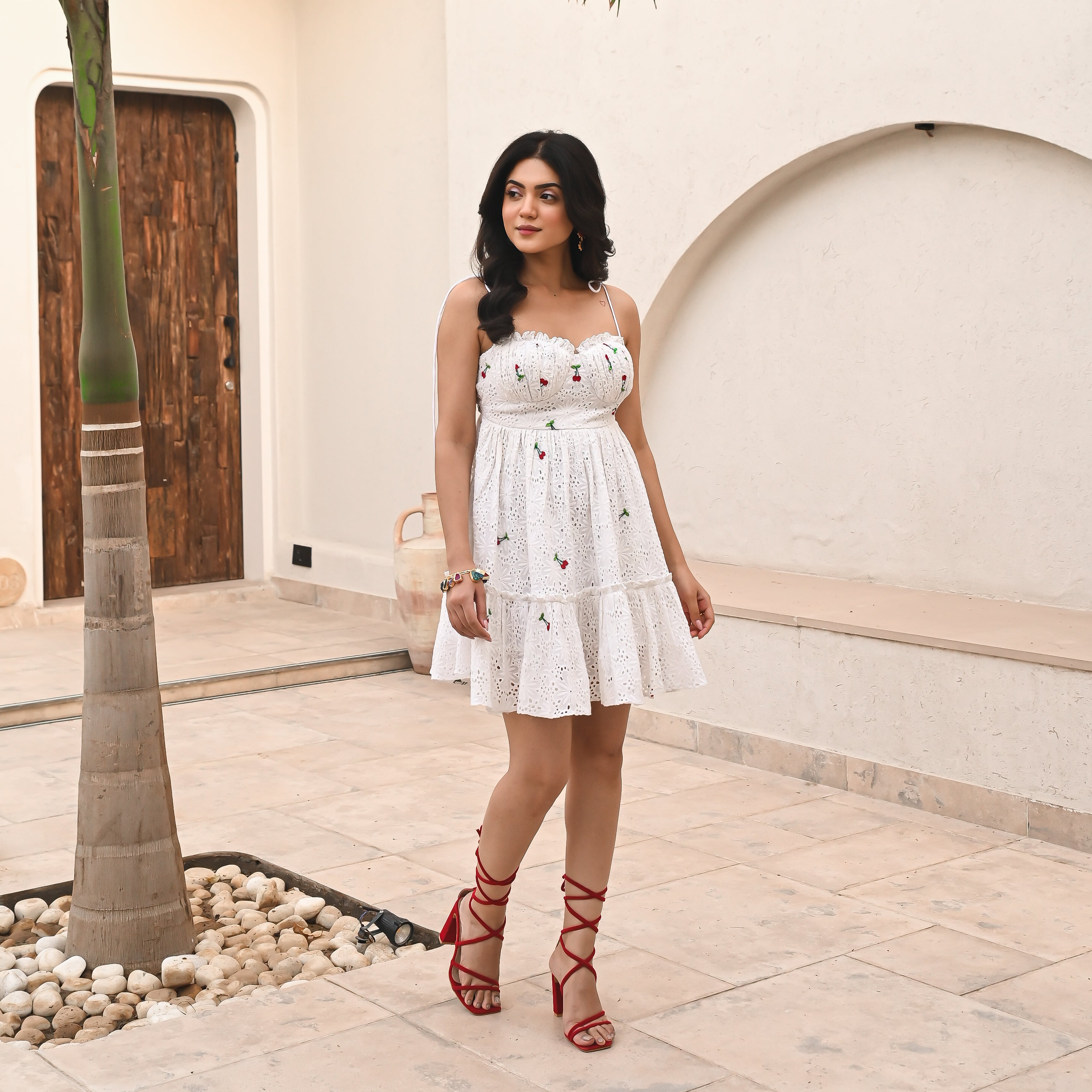 Cherry Delight Schiffli Dress