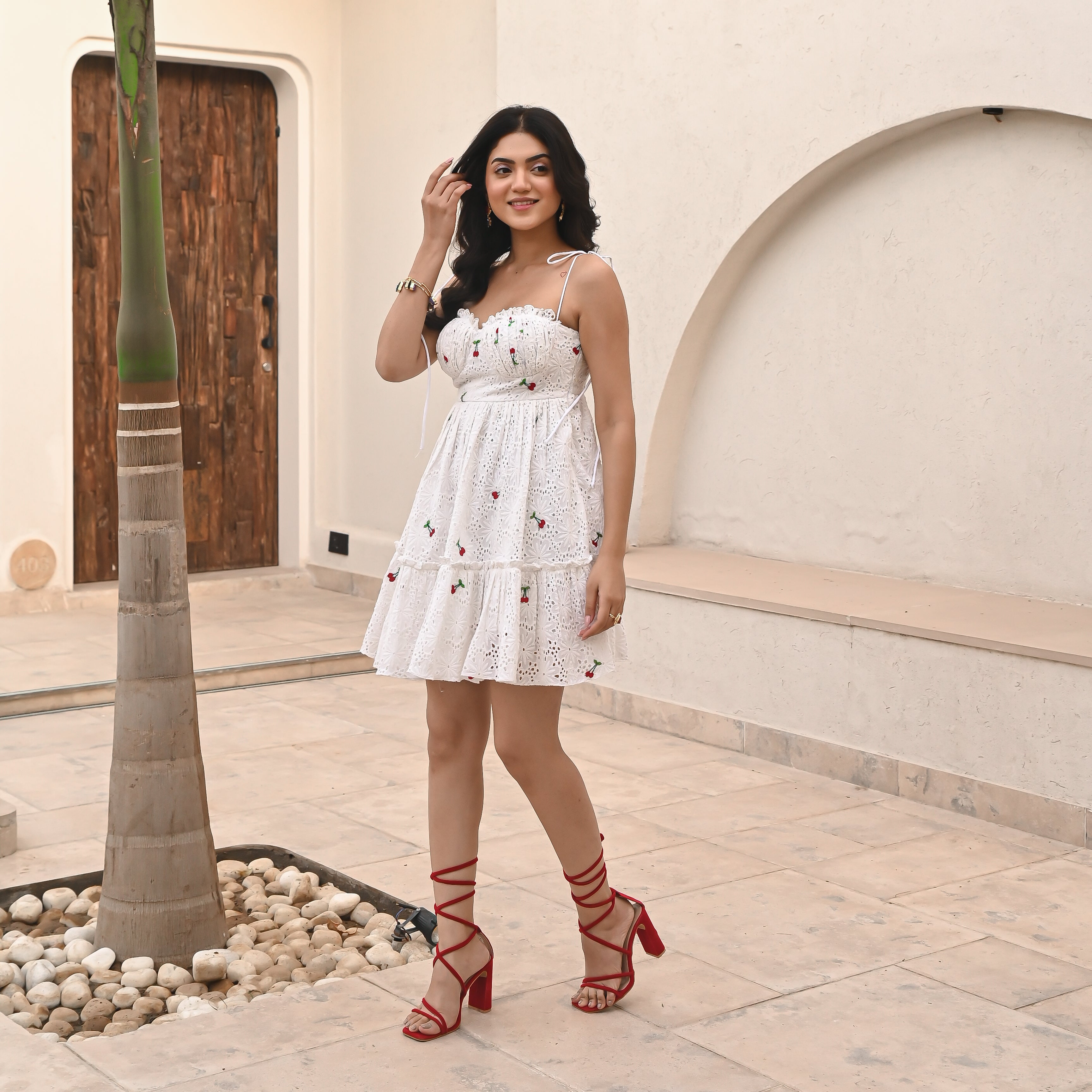 Cherry Delight Schiffli Dress