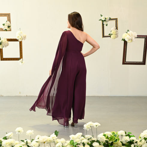 Burgundy Bliss Georgette Jumpsuit