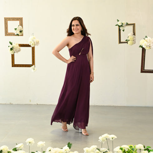 Burgundy Bliss Georgette Jumpsuit