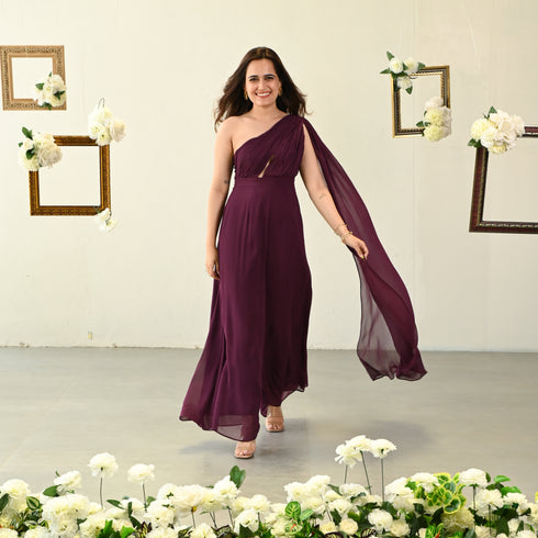 Burgundy Bliss Georgette Jumpsuit