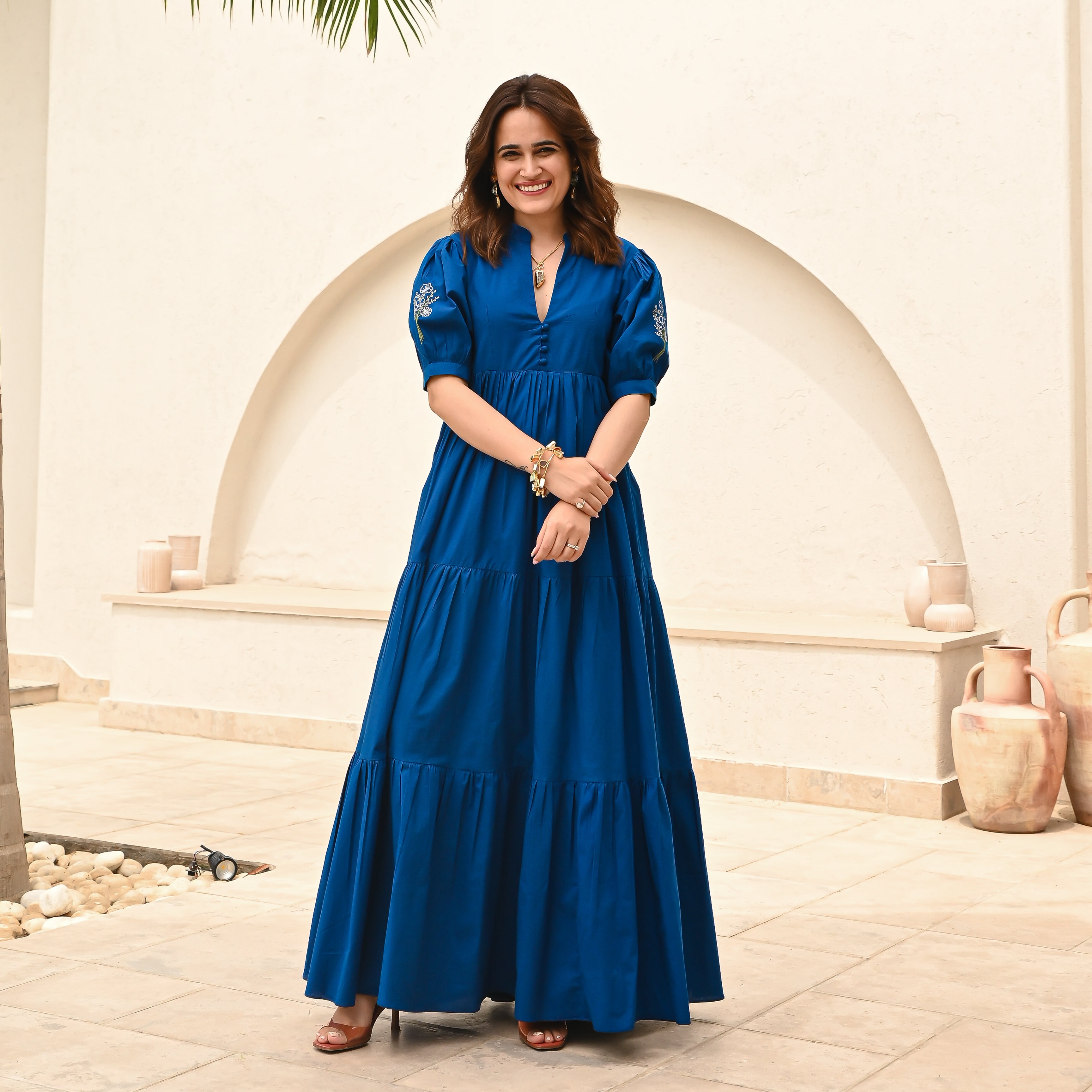 Bouquet Blue Long Dress