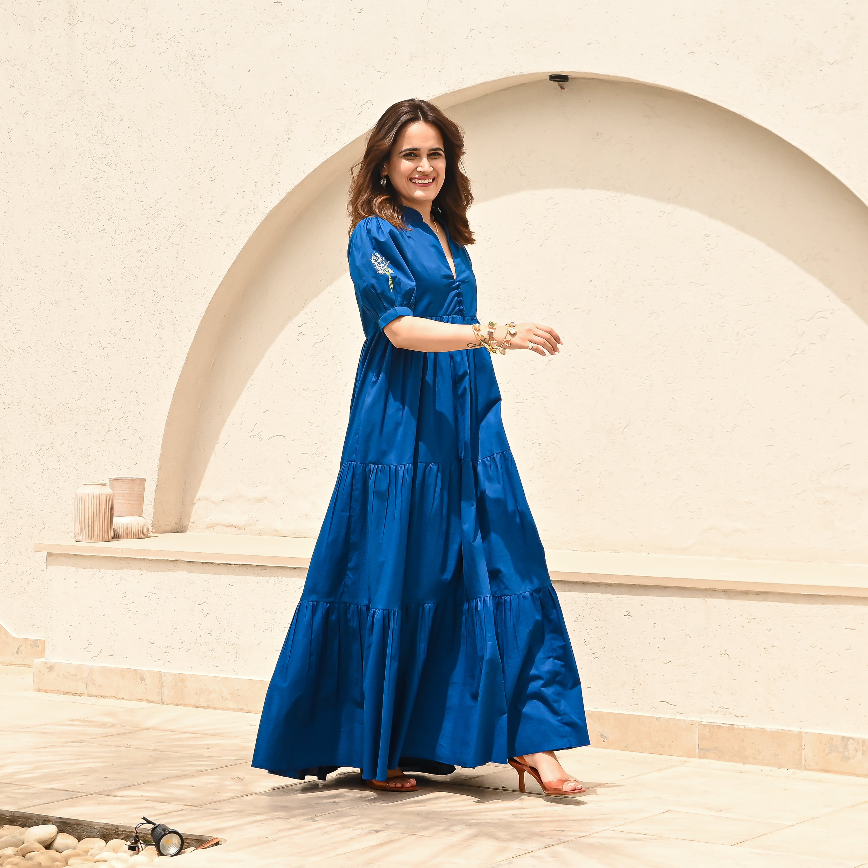 Bouquet Blue Long Dress