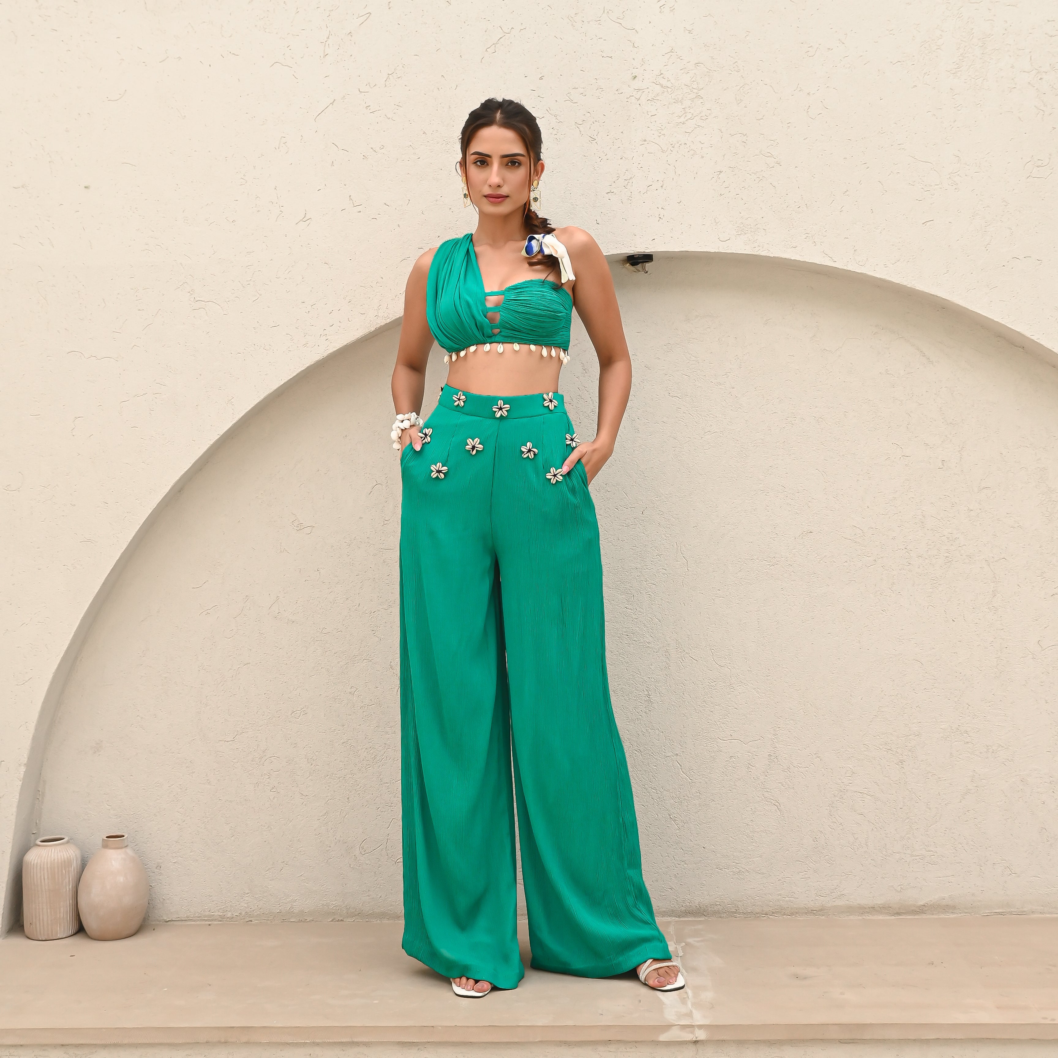 Palma paradise green co-ord set for women