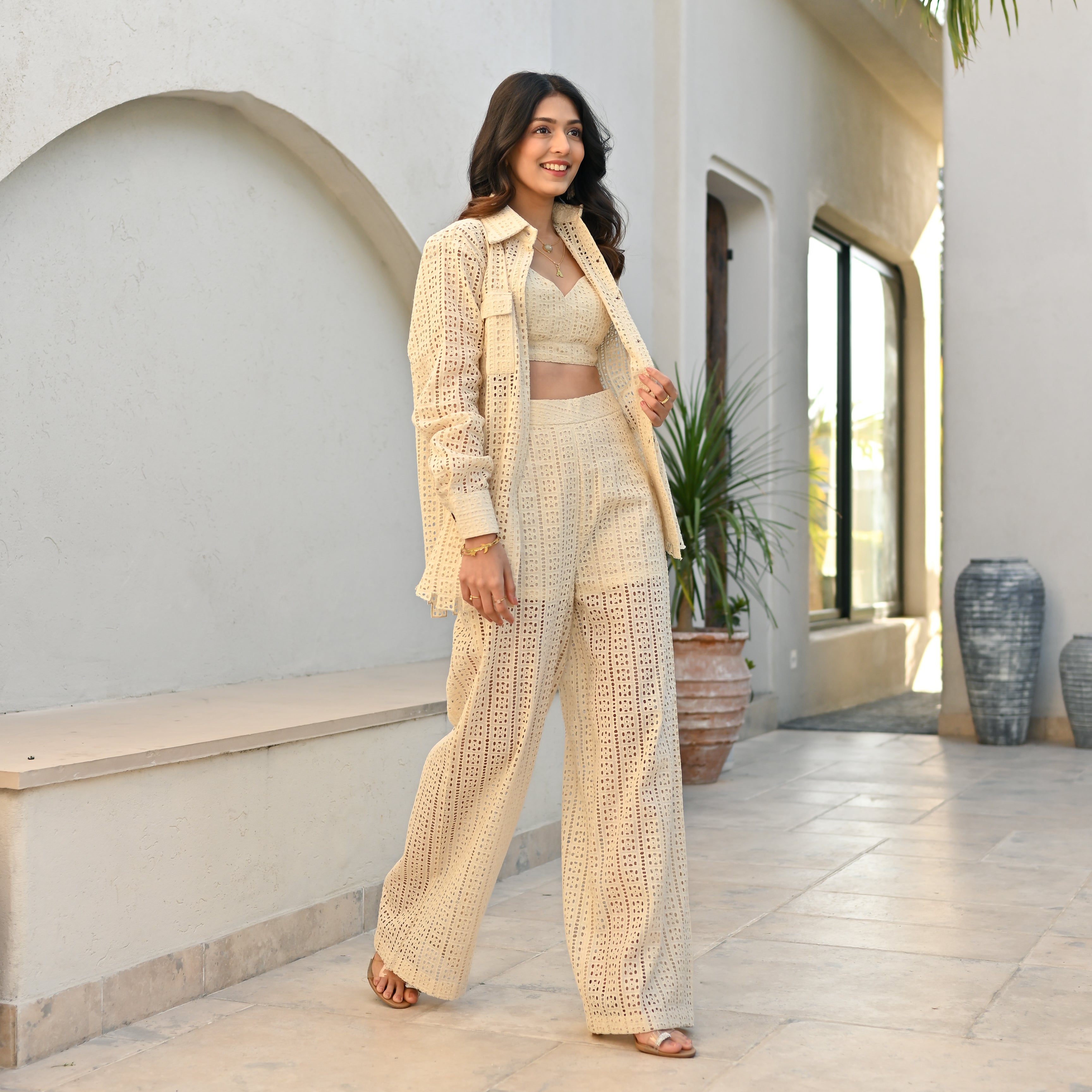 Ladder Schiffli Co-ord Set