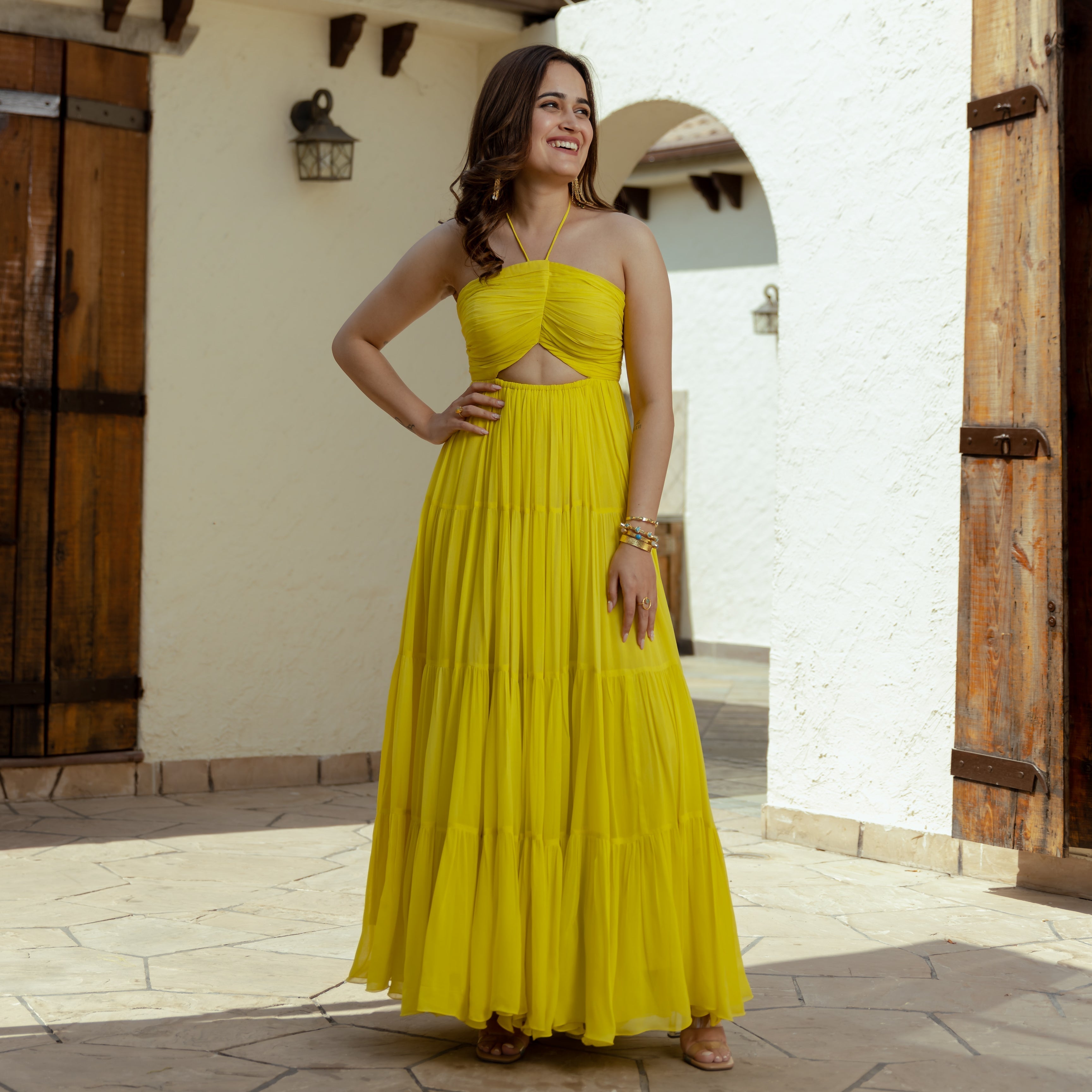 Butterscotch Long Tiered Dress