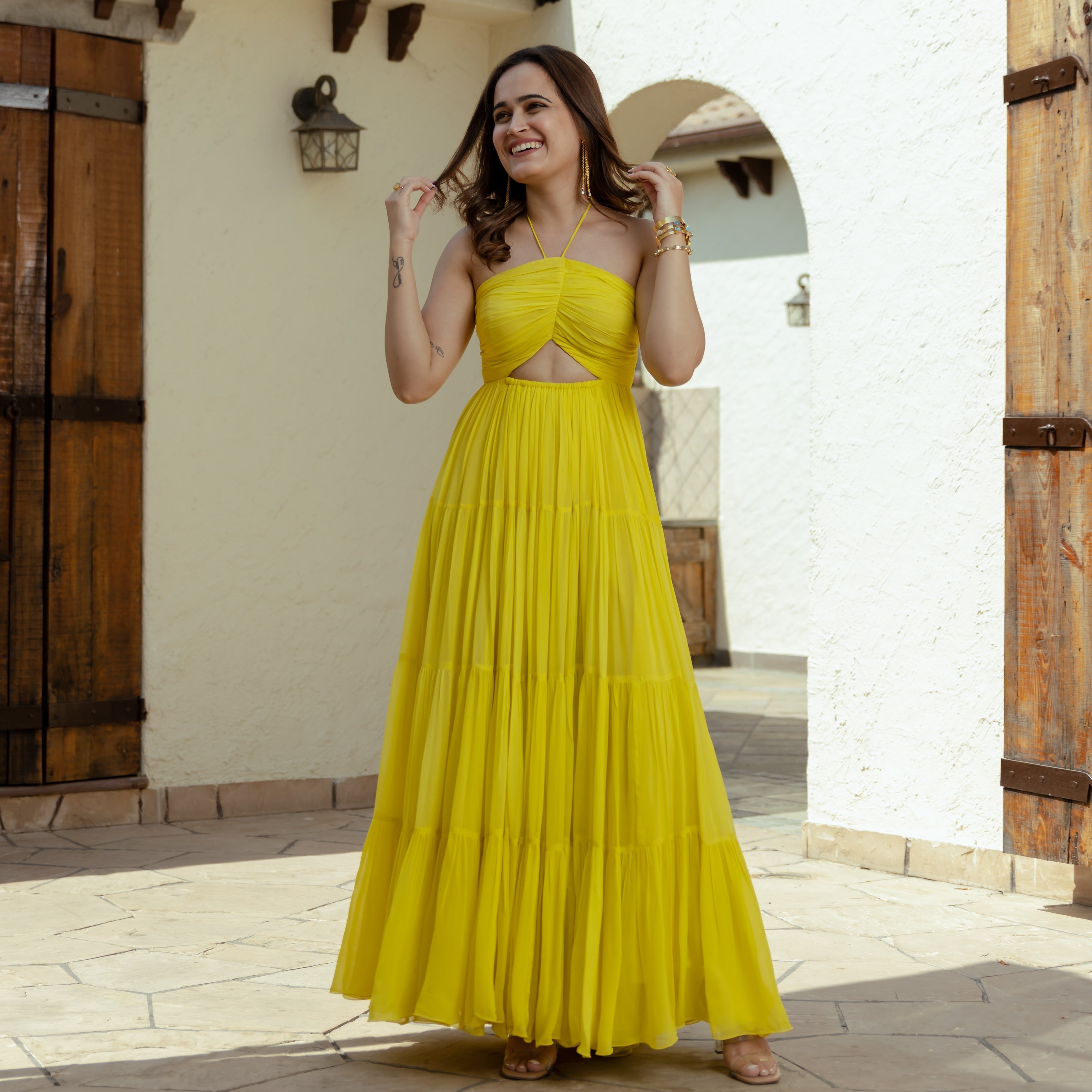 Butterscotch Long Tiered Dress